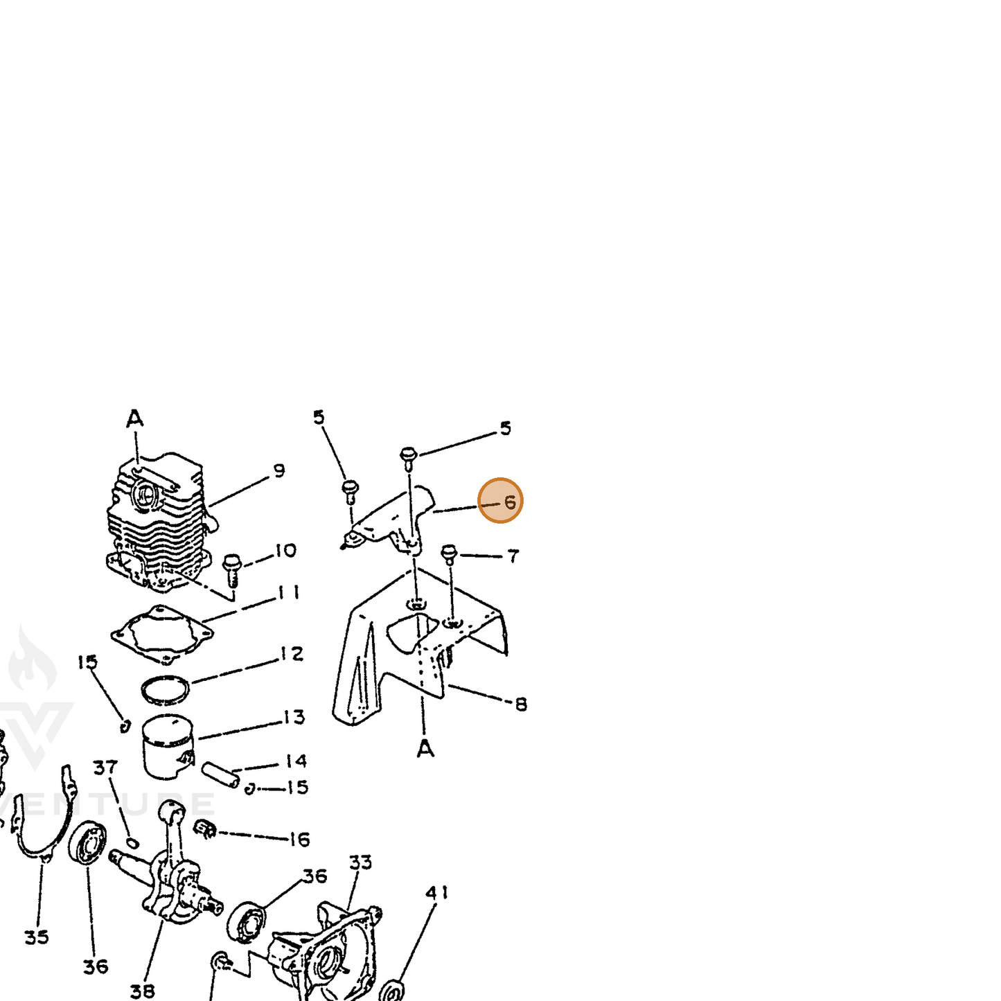 ECHO part 15990540630 — IPL diagram snippet (6x zoom, amber highlight)