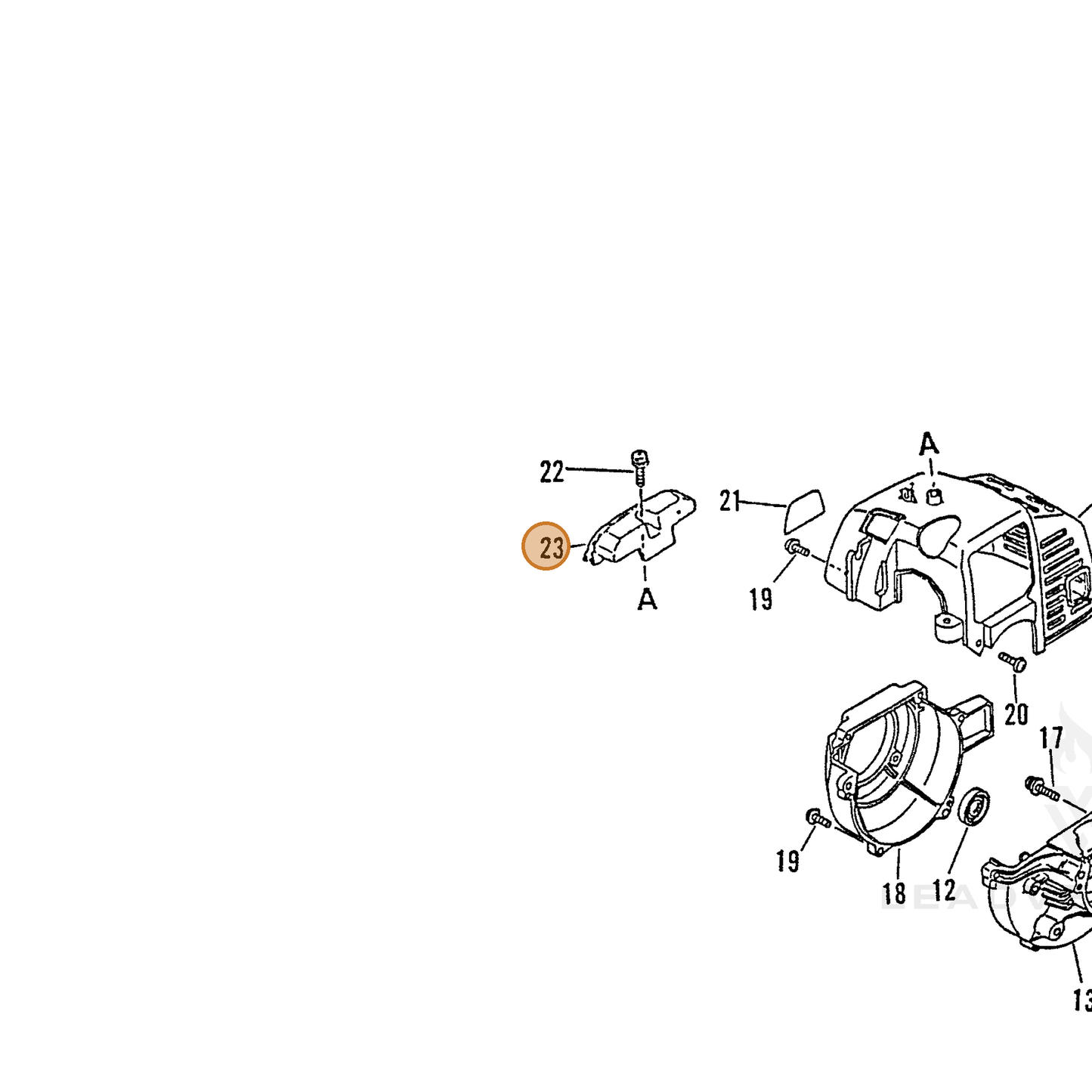 ECHO part 15991244530 — IPL diagram snippet (6x zoom, amber highlight)