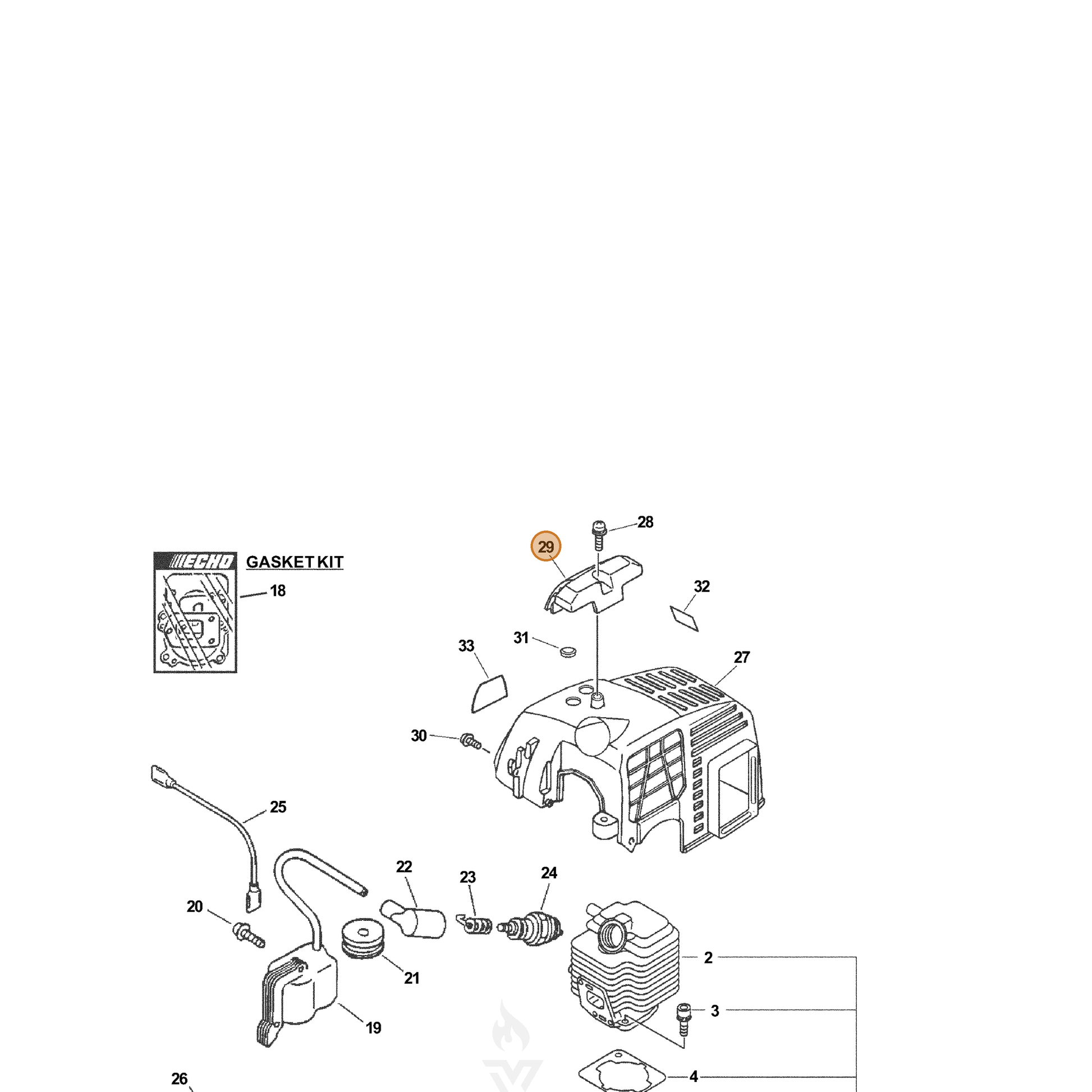ECHO part 15991248630 — IPL diagram snippet (6x zoom, amber highlight)