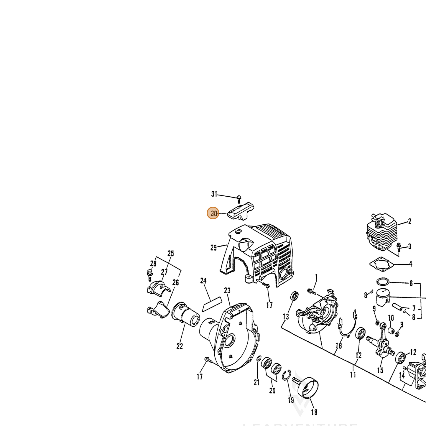 ECHO part 15991248930 — IPL diagram snippet (6x zoom, amber highlight)