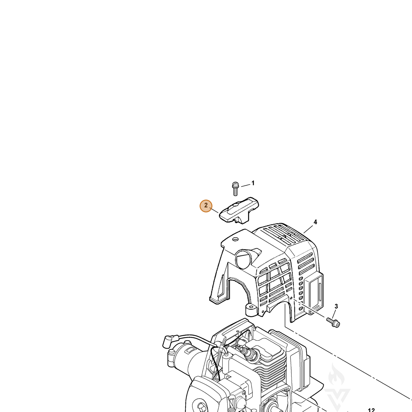 ECHO part 15991254130 — IPL diagram snippet (6x zoom, amber highlight)