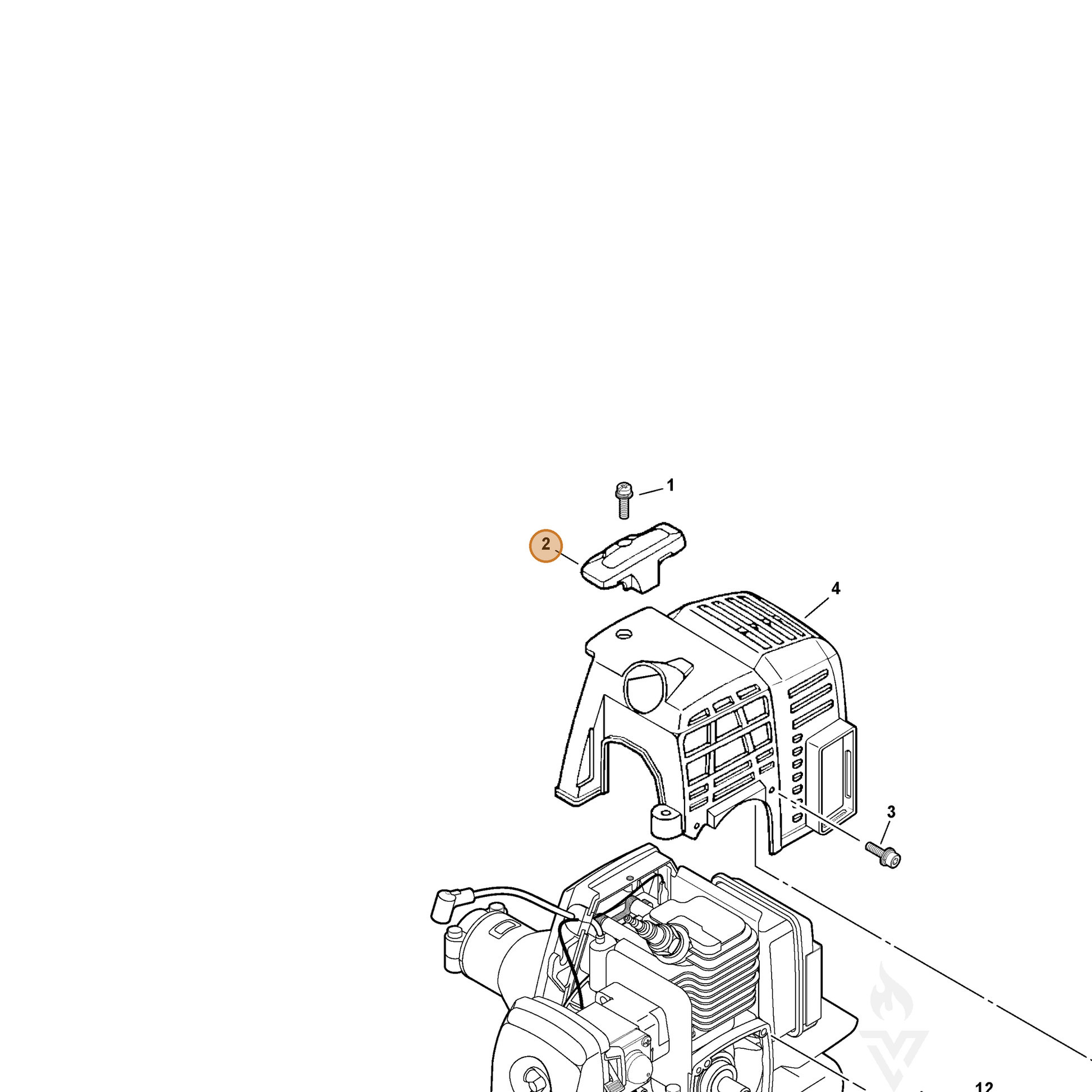ECHO part 15991254130 — IPL diagram snippet (6x zoom, amber highlight)