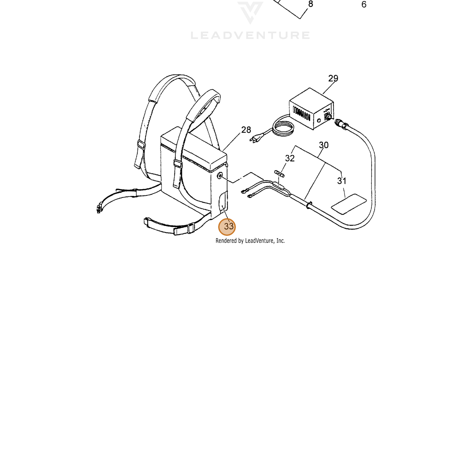 ECHO part 16002020060 — IPL diagram snippet (6x zoom, amber highlight)