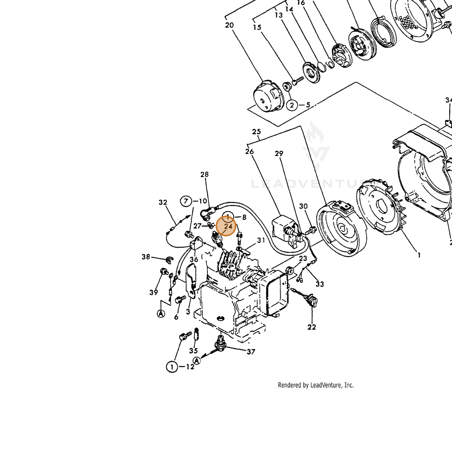 ECHO part 16052078010 — IPL diagram snippet (6x zoom, amber highlight)
