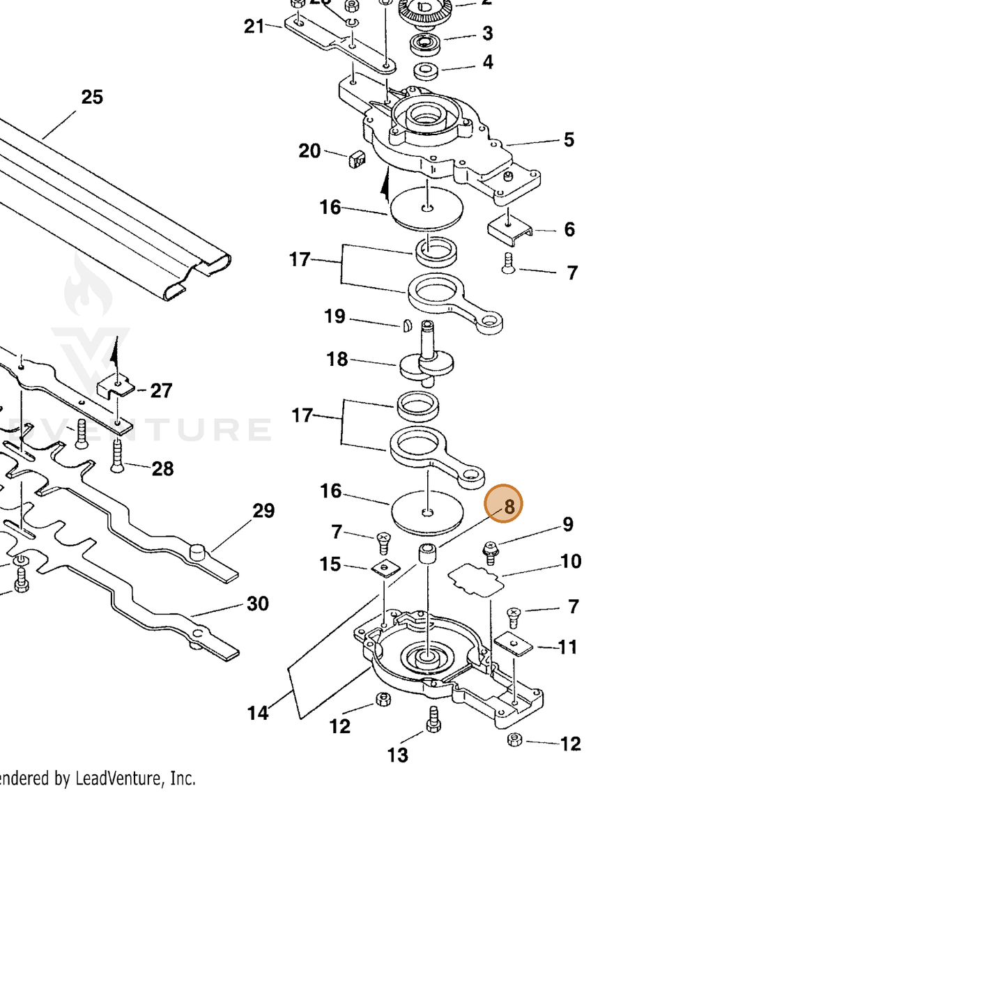 ECHO part 16061605410 — IPL diagram snippet (6x zoom, amber highlight)
