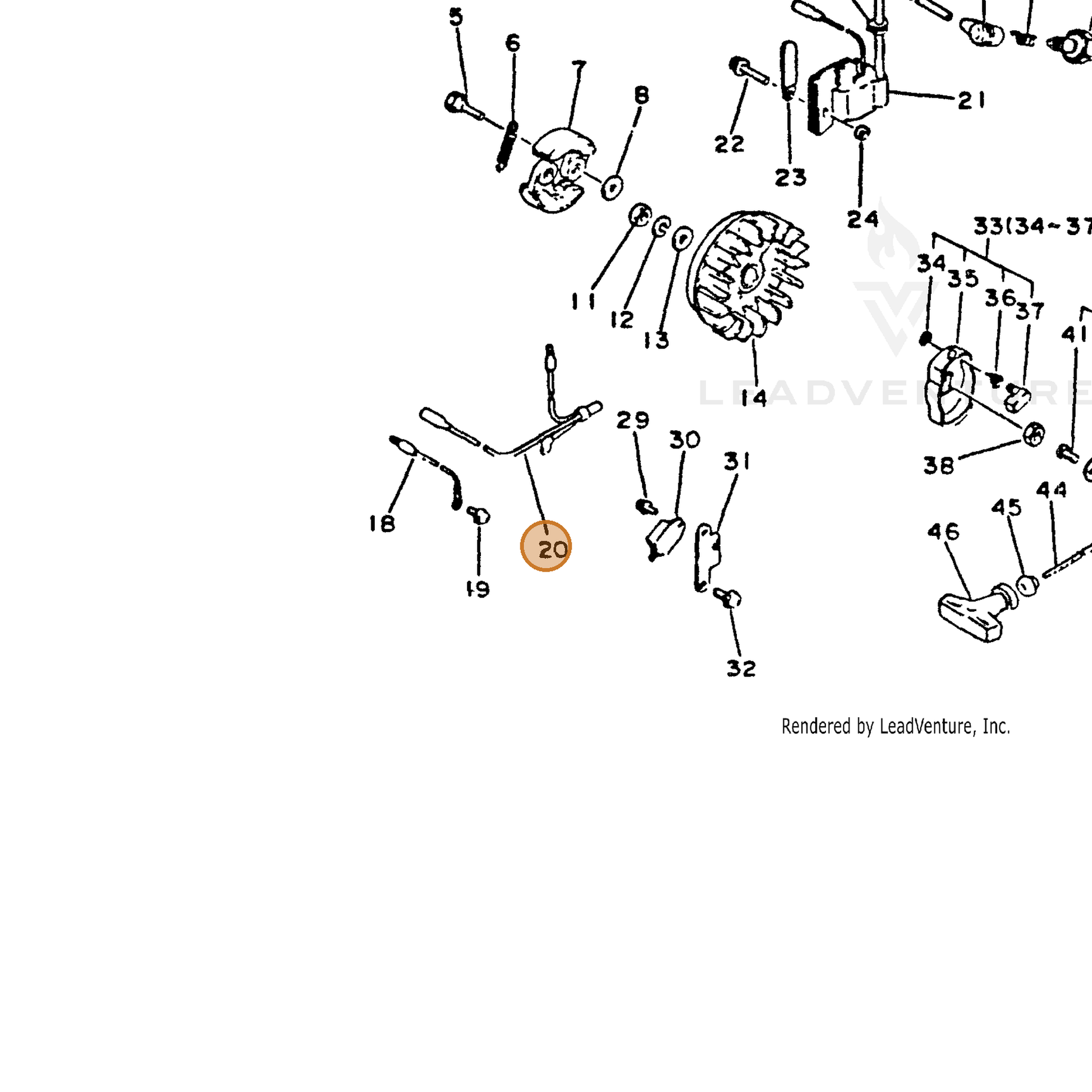 ECHO part 16200041030 — IPL diagram snippet (6x zoom, amber highlight)