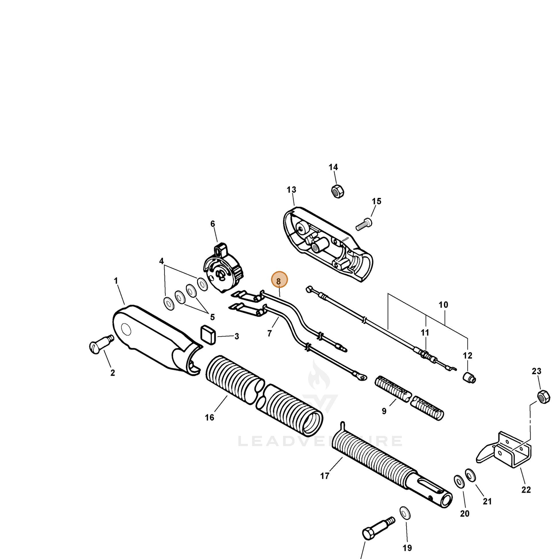 ECHO part 16200721161 — IPL diagram snippet (6x zoom, amber highlight)