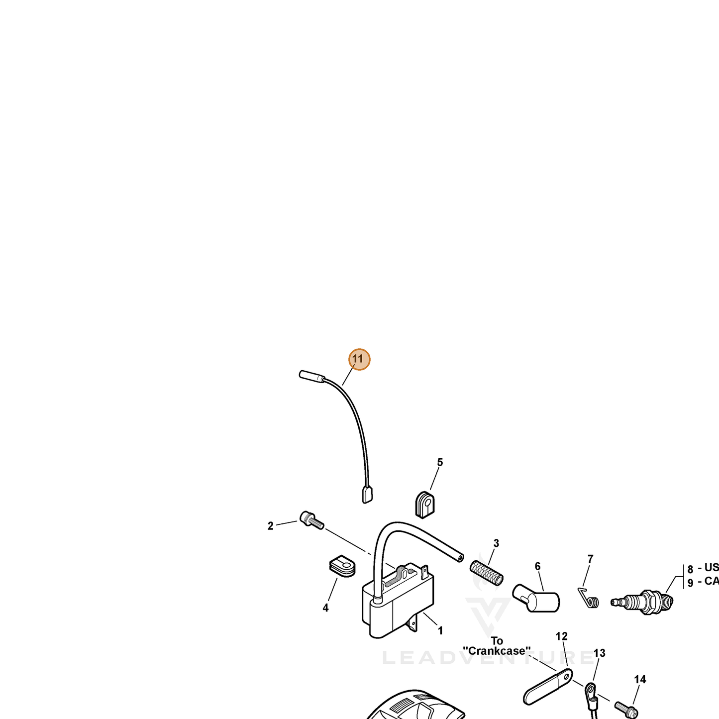 ECHO part 16201004561 — IPL diagram snippet (6x zoom, amber highlight)