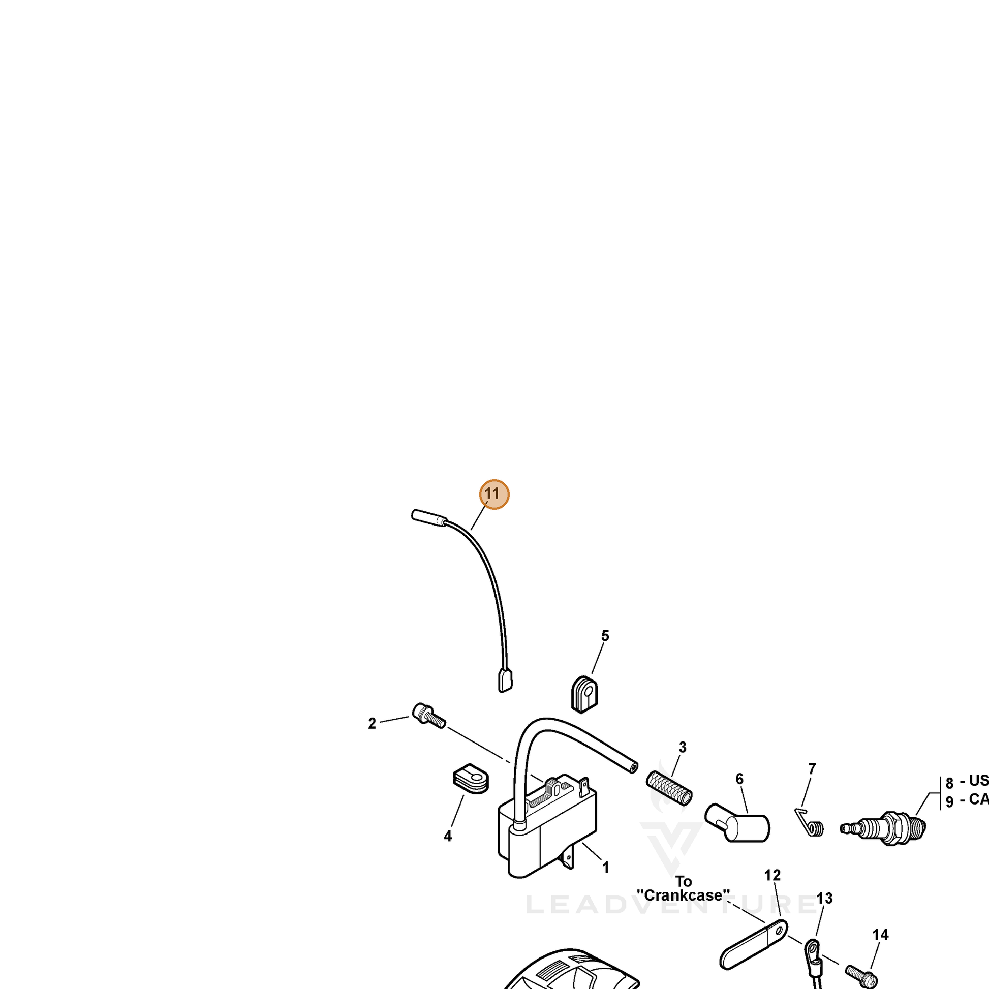 ECHO part 16201004561 — IPL diagram snippet (6x zoom, amber highlight)