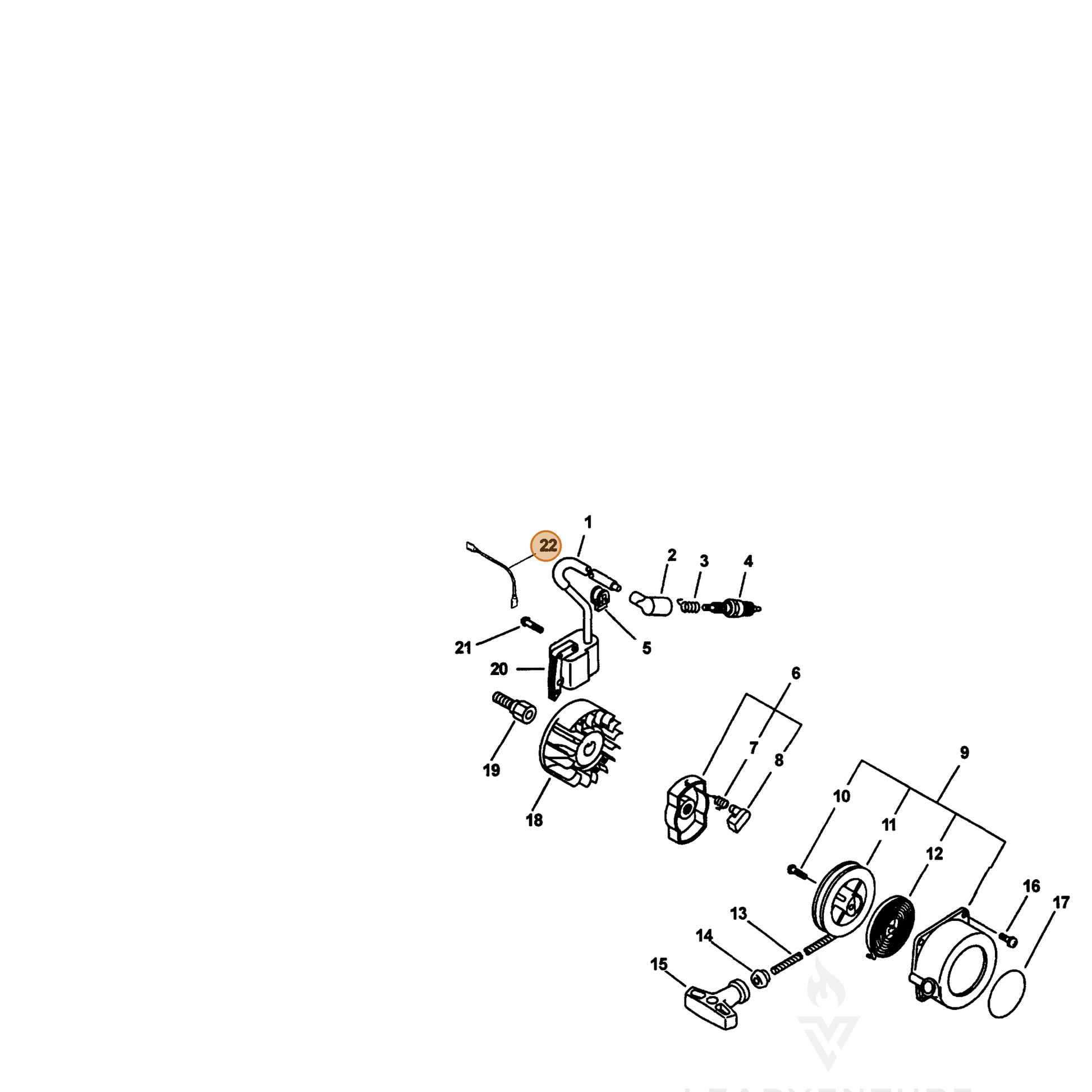 ECHO part 16201009660 — IPL diagram snippet (6x zoom, amber highlight)