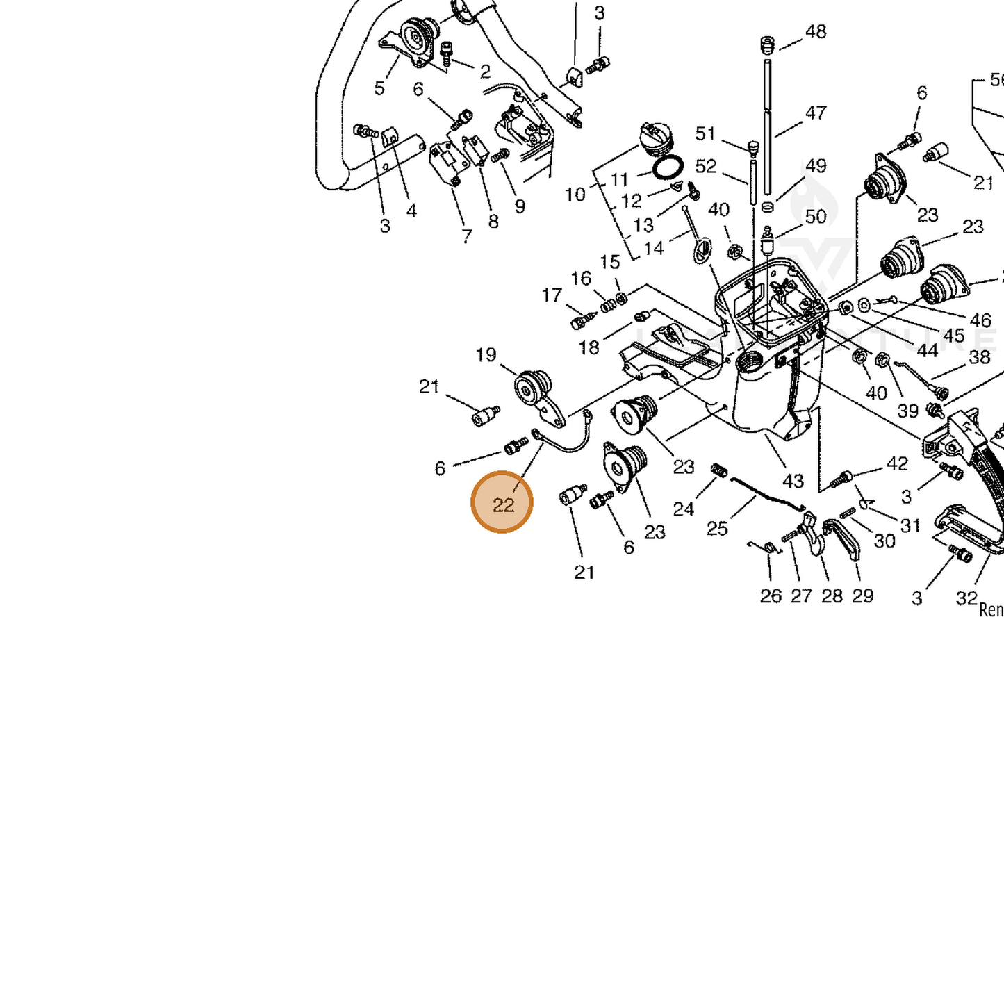 ECHO part 16201014732 — IPL diagram snippet (6x zoom, amber highlight)
