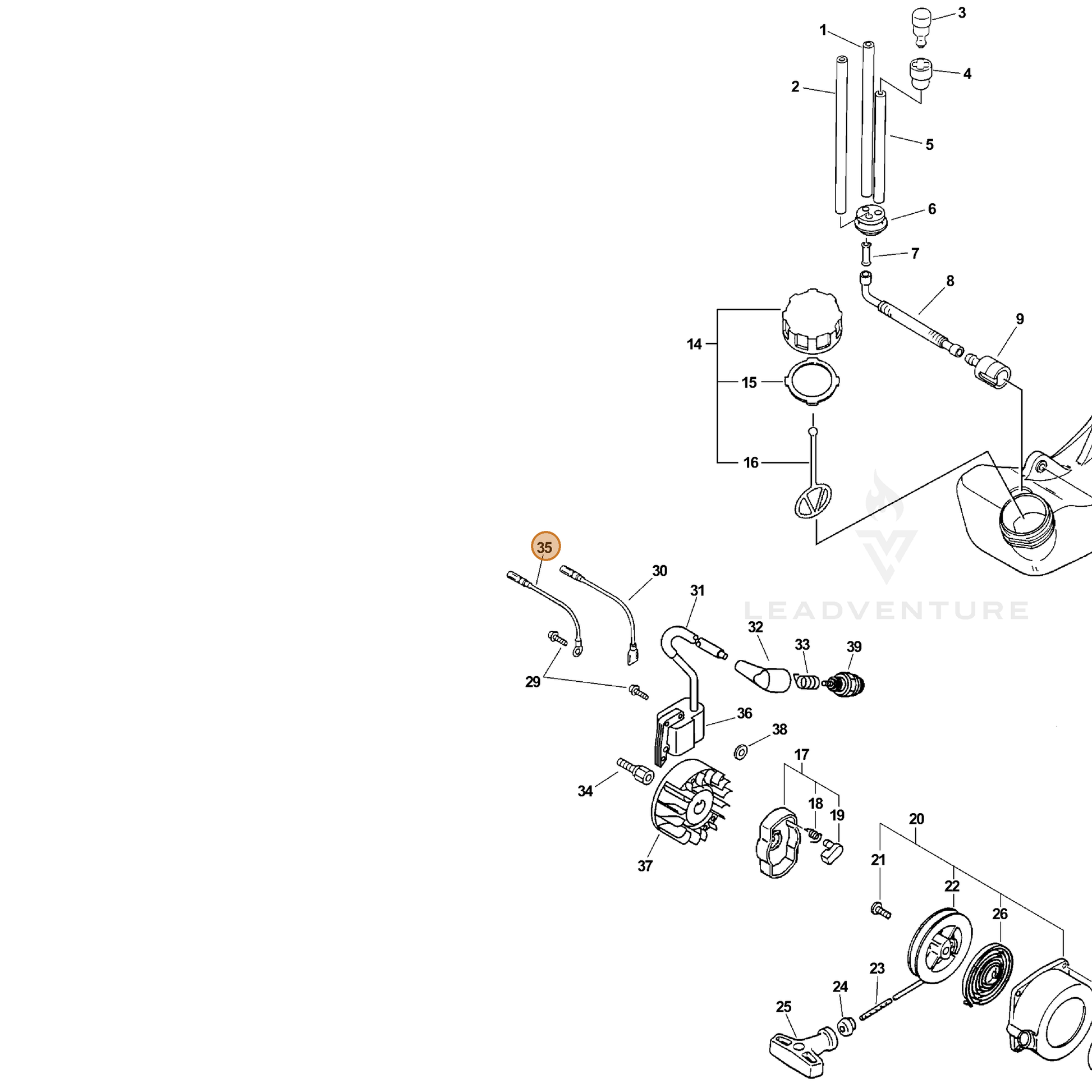 ECHO part 16201020560 — IPL diagram snippet (6x zoom, amber highlight)