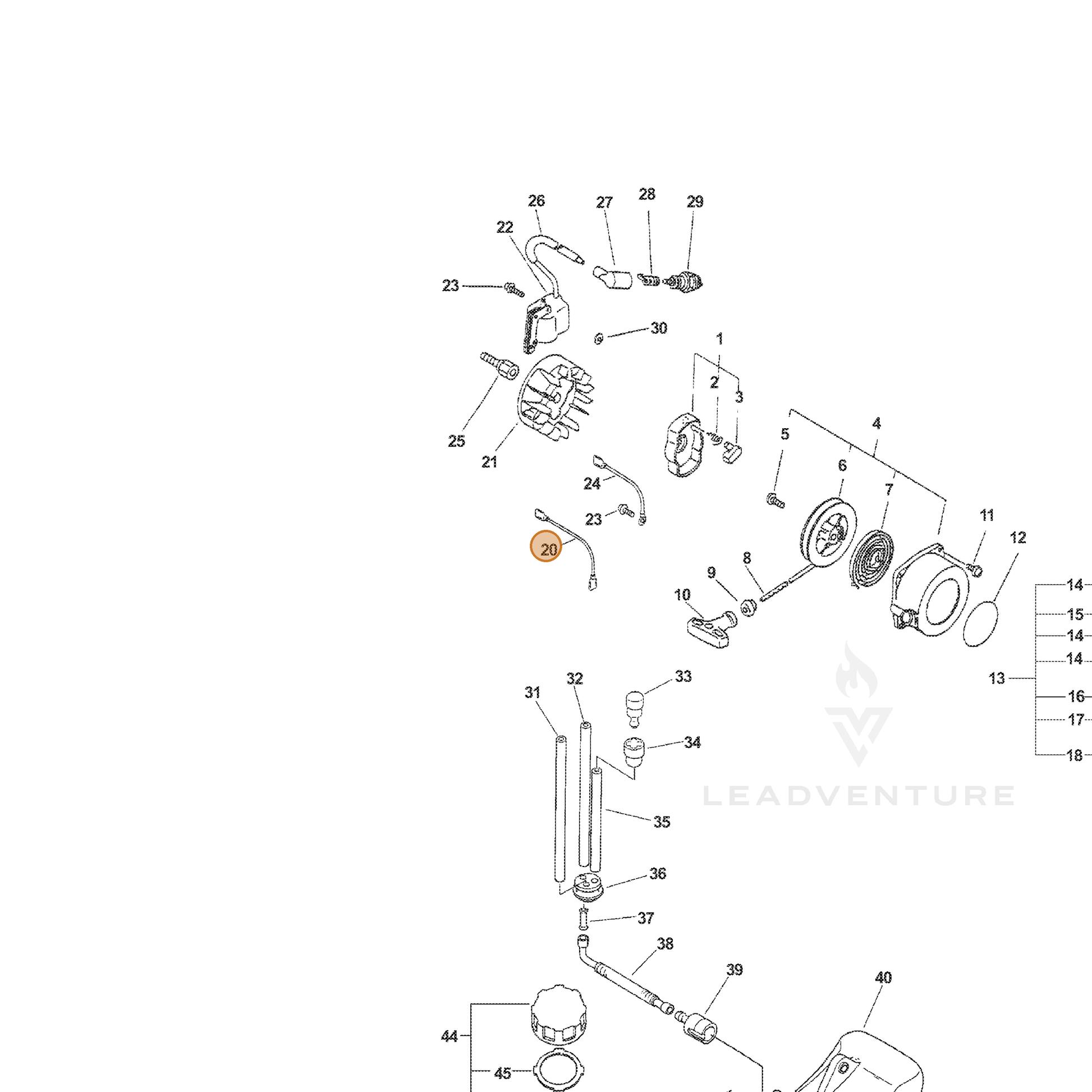ECHO part 16201020660 — IPL diagram snippet (6x zoom, amber highlight)