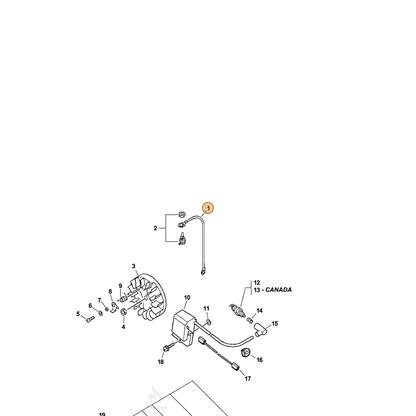ECHO part 16201039131 — IPL diagram snippet (6x zoom, amber highlight)