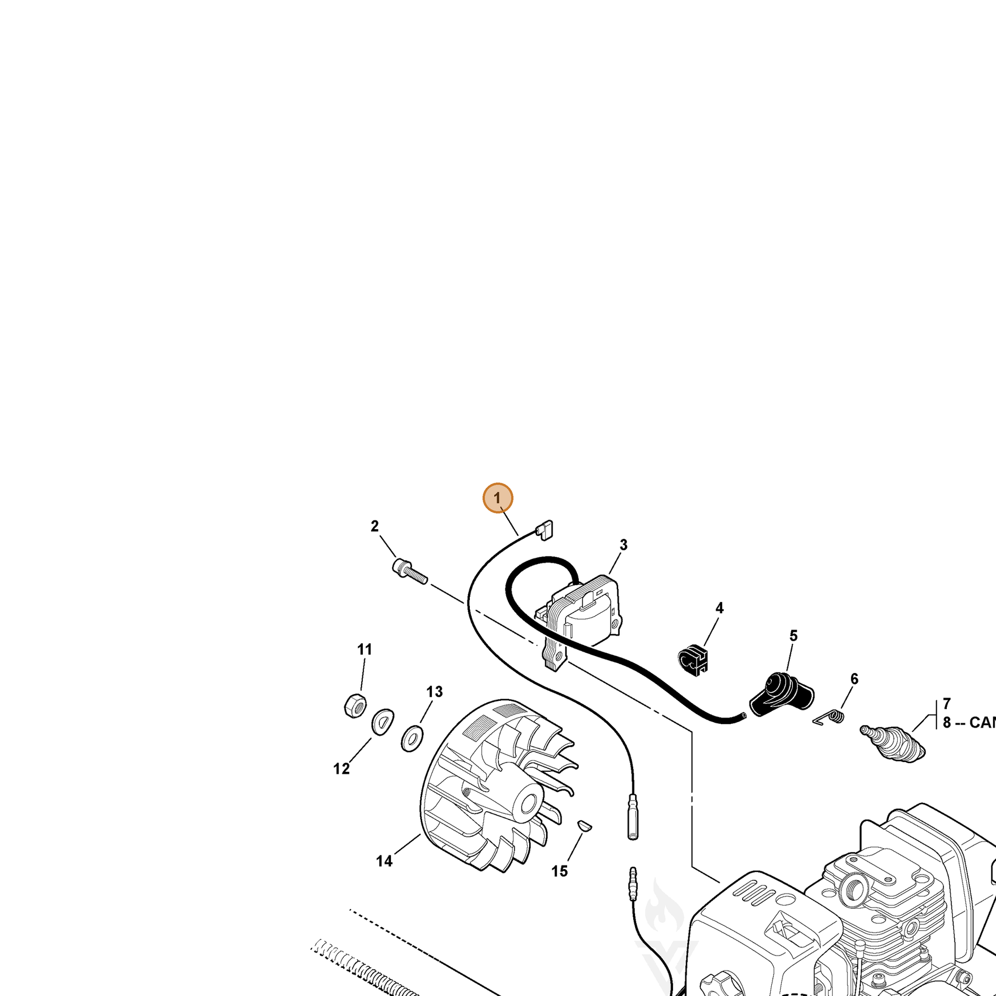 ECHO part 16201055630 — IPL diagram snippet (6x zoom, amber highlight)