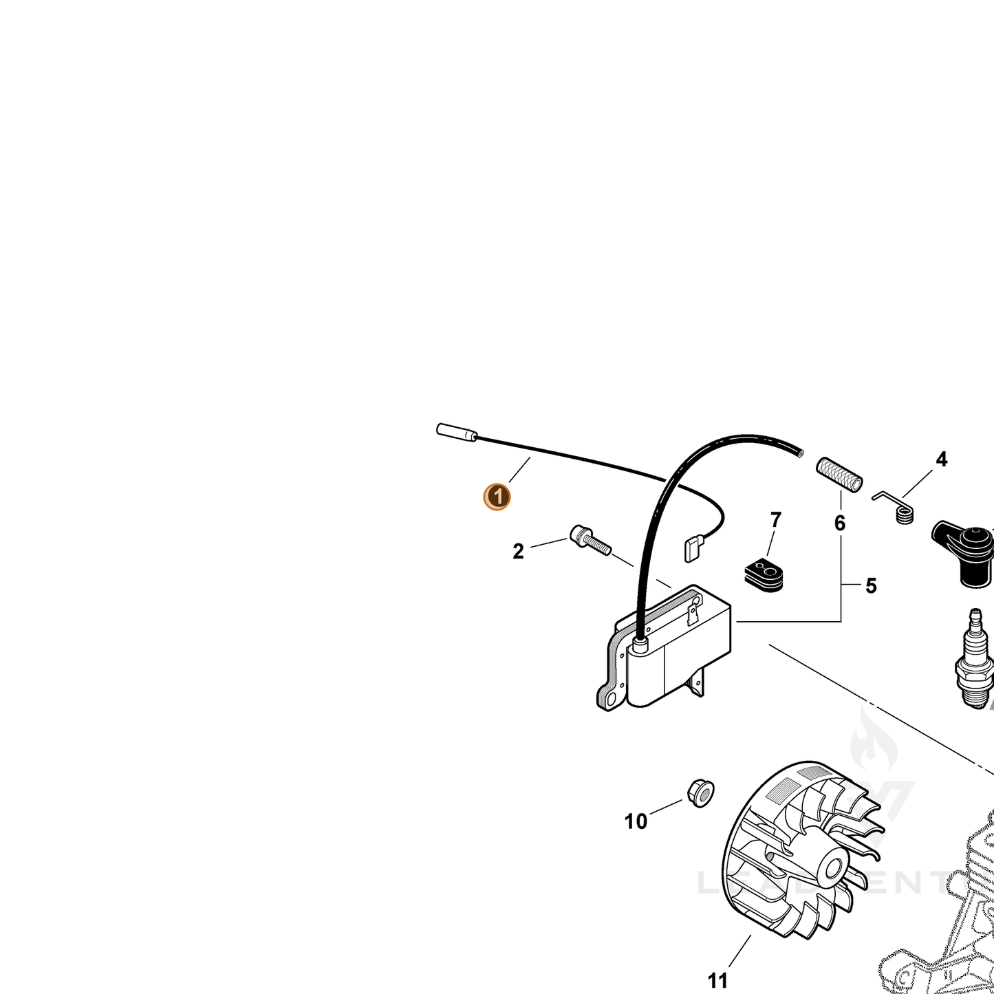 ECHO part 16201056430 — IPL diagram snippet (6x zoom, amber highlight)
