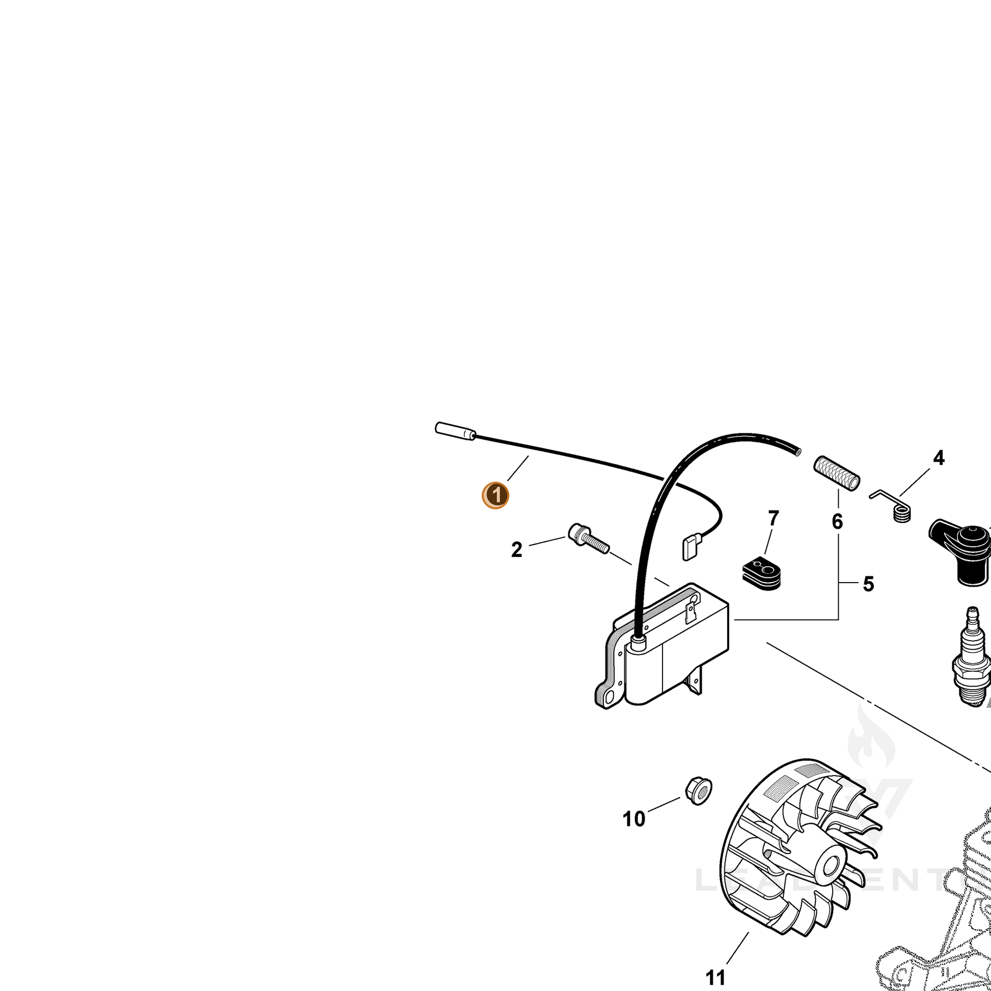 ECHO part 16201056430 — IPL diagram snippet (6x zoom, amber highlight)