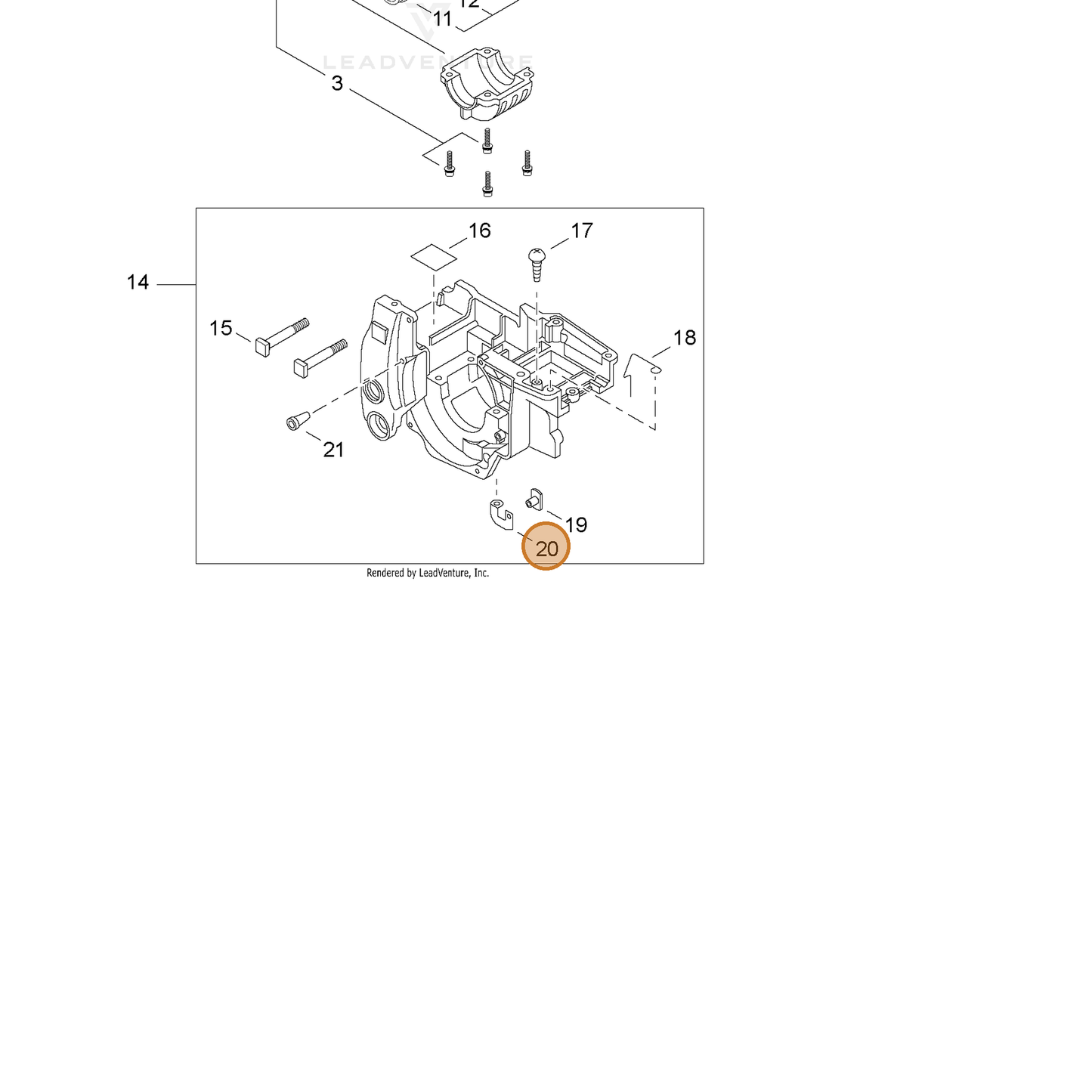 ECHO part 16201160630 — IPL diagram snippet (6x zoom, amber highlight)
