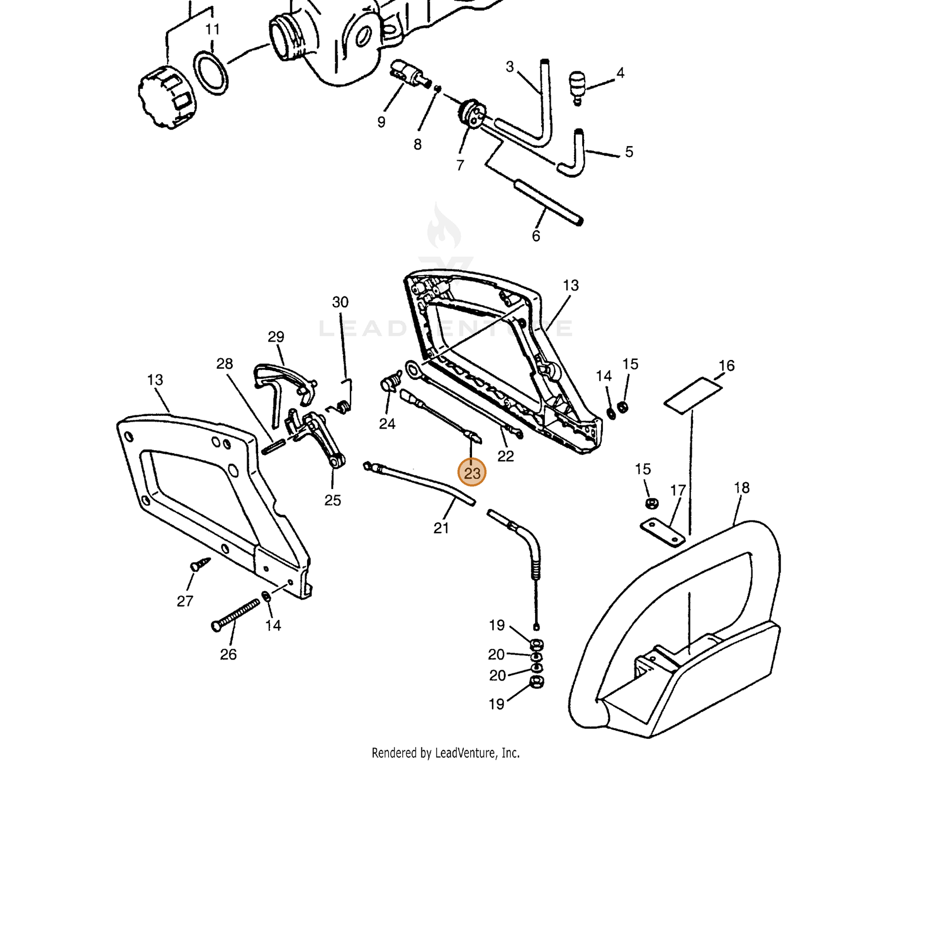 ECHO part 16201405360 — IPL diagram snippet (6x zoom, amber highlight)