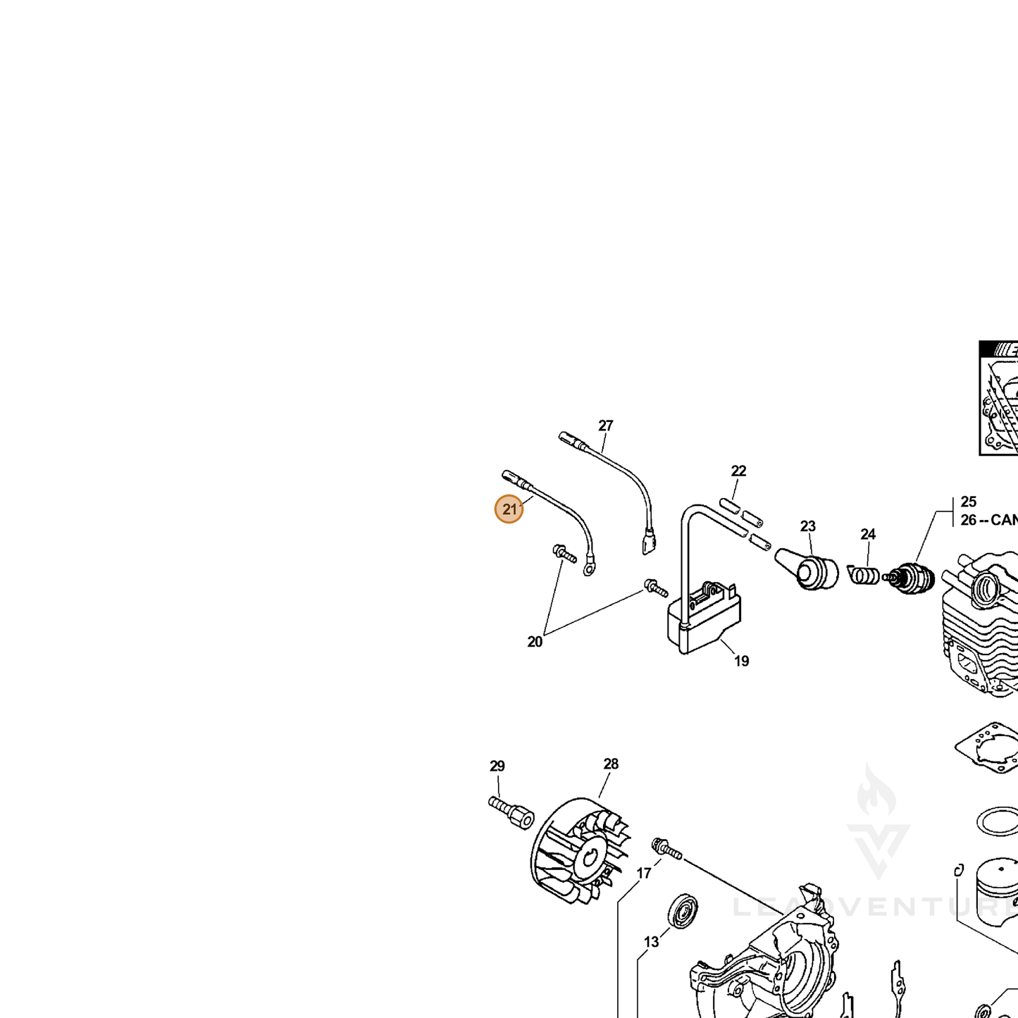 ECHO part 16202120560 — IPL diagram snippet (6x zoom, amber highlight)