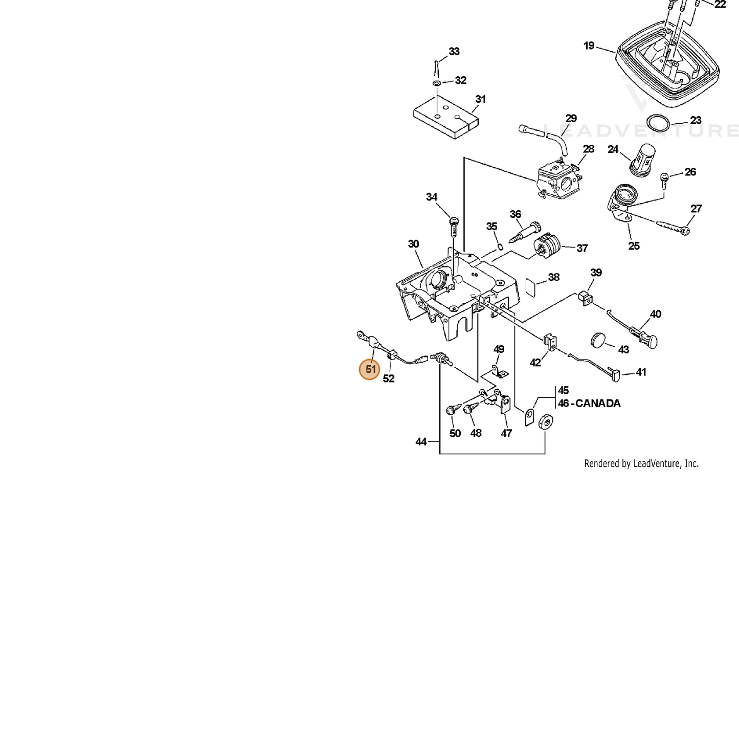 ECHO part 16202132530 — IPL diagram snippet (6x zoom, amber highlight)