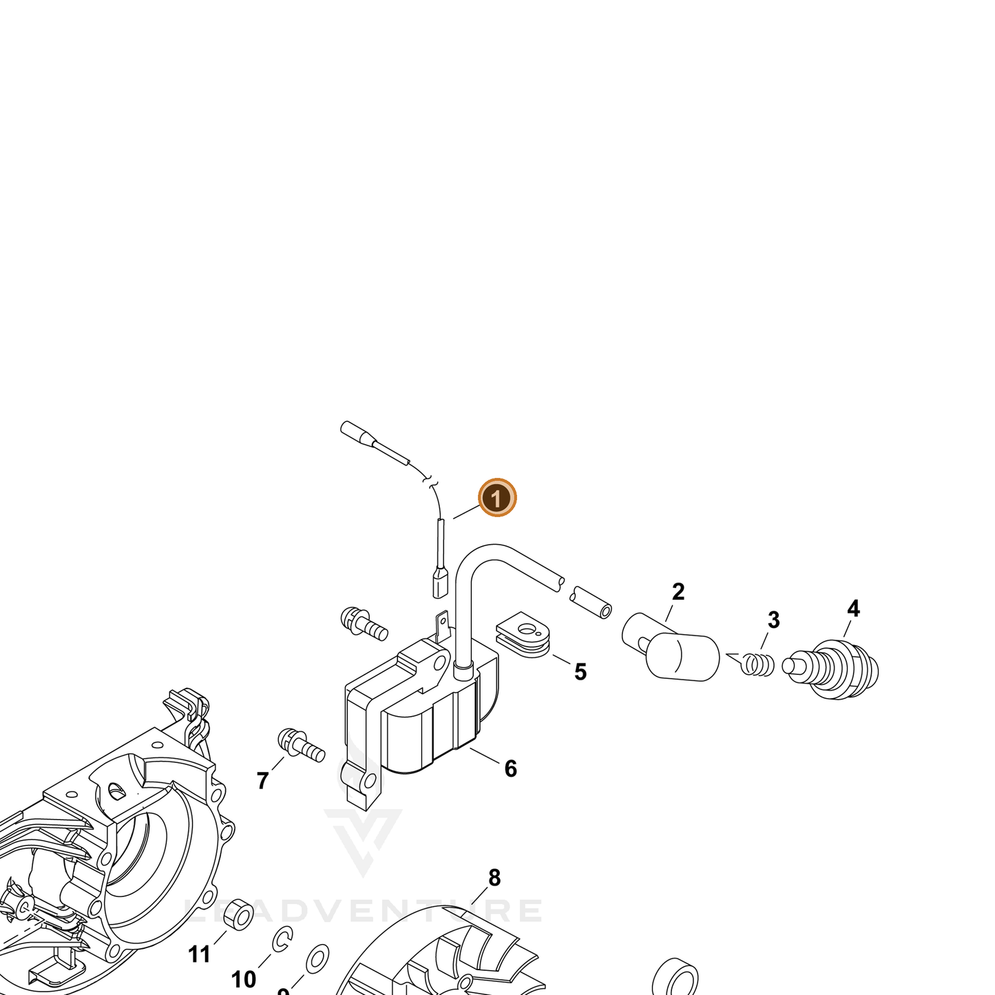 ECHO part 16202142230 — IPL diagram snippet (6x zoom, amber highlight)