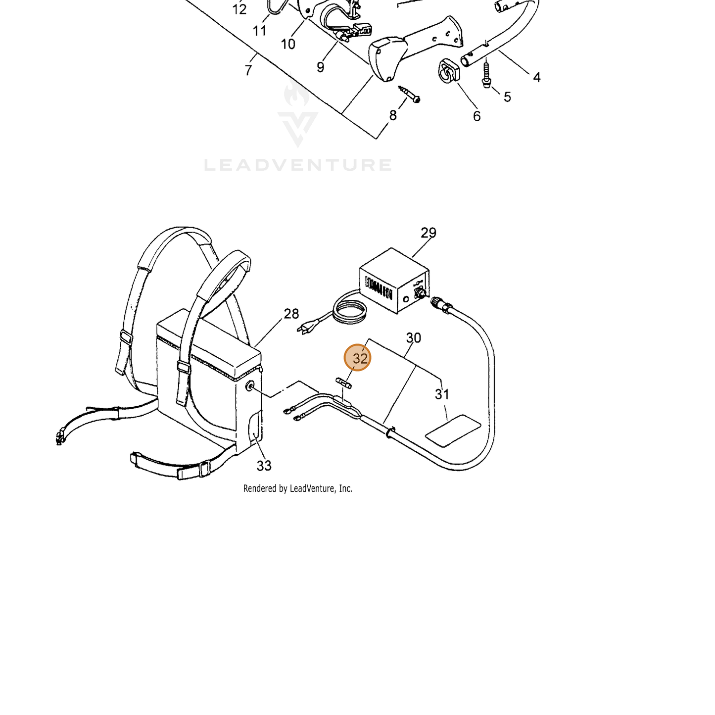 ECHO part 16202909960 — IPL diagram snippet (6x zoom, amber highlight)