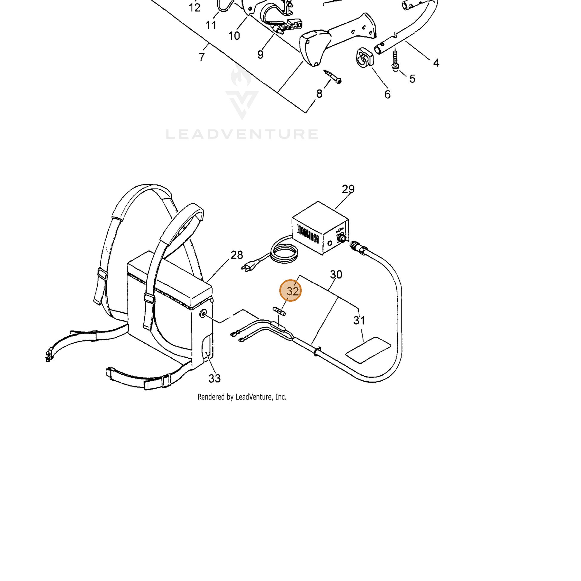 ECHO part 16202909960 — IPL diagram snippet (6x zoom, amber highlight)