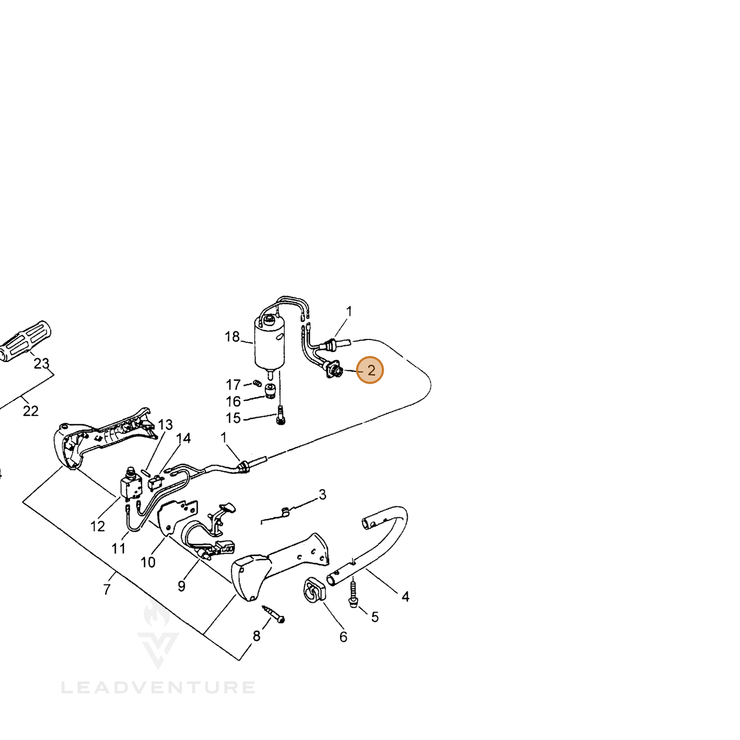 ECHO part 16208309960 — IPL diagram snippet (6x zoom, amber highlight)