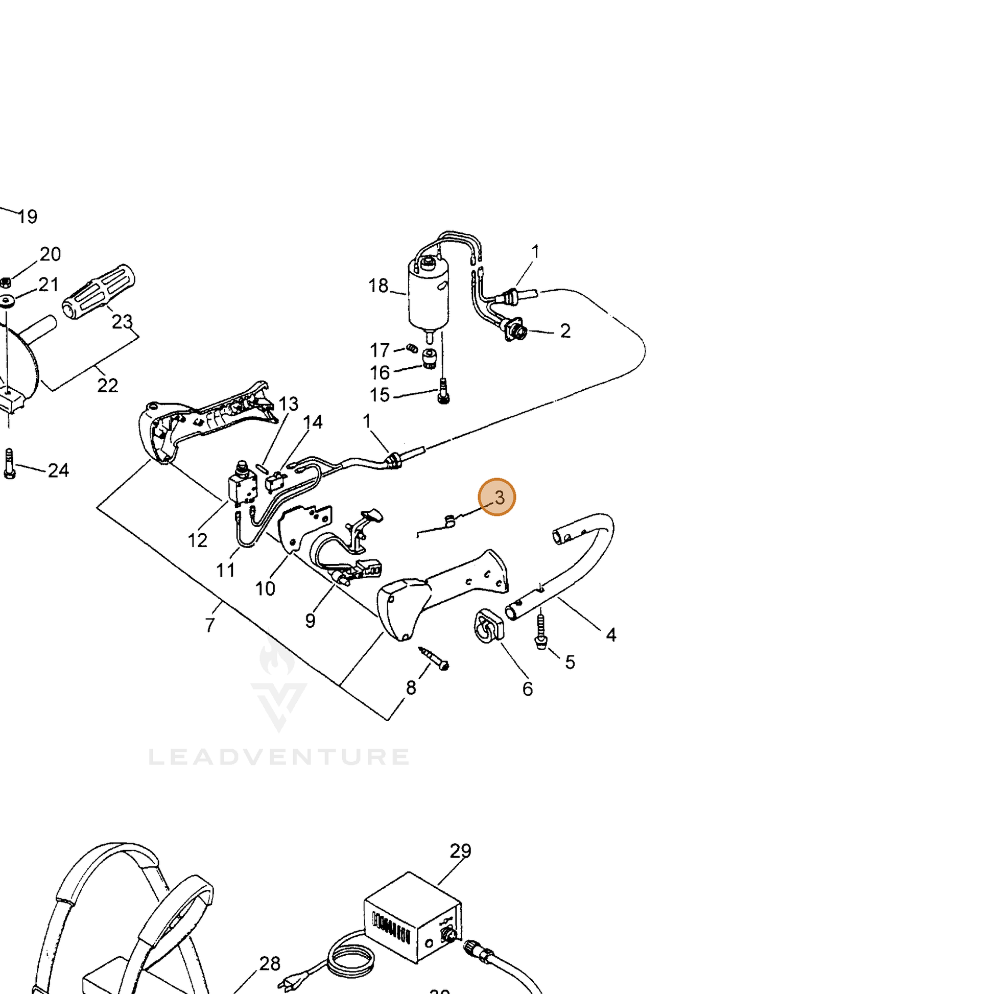 ECHO part 16331109960 — IPL diagram snippet (6x zoom, amber highlight)