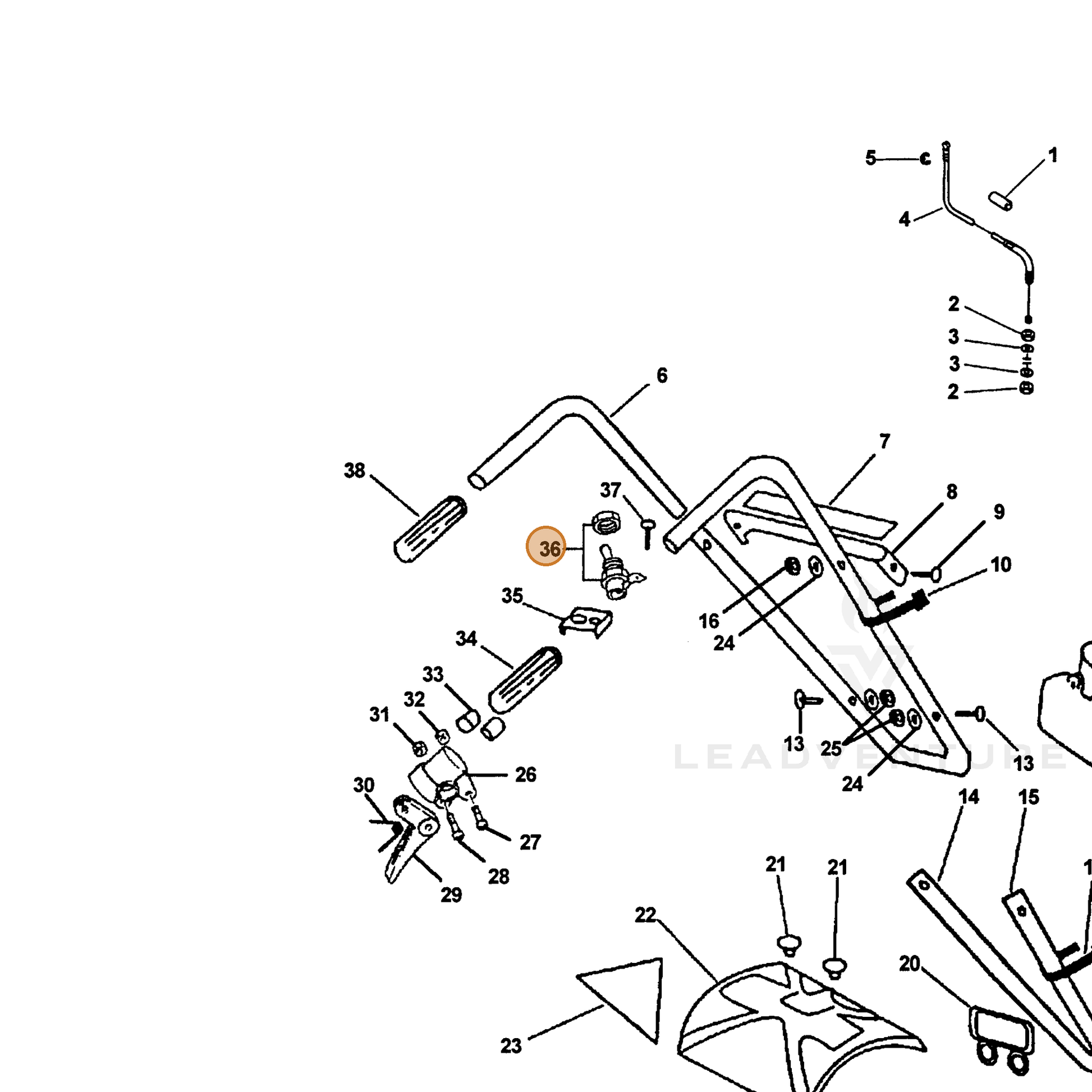 ECHO part 16340002160 — IPL diagram snippet (6x zoom, amber highlight)