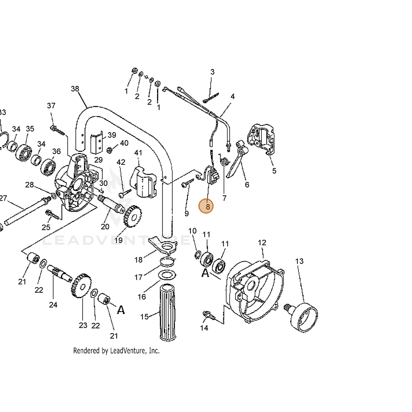 ECHO part 16340004460 — IPL diagram snippet (6x zoom, amber highlight)