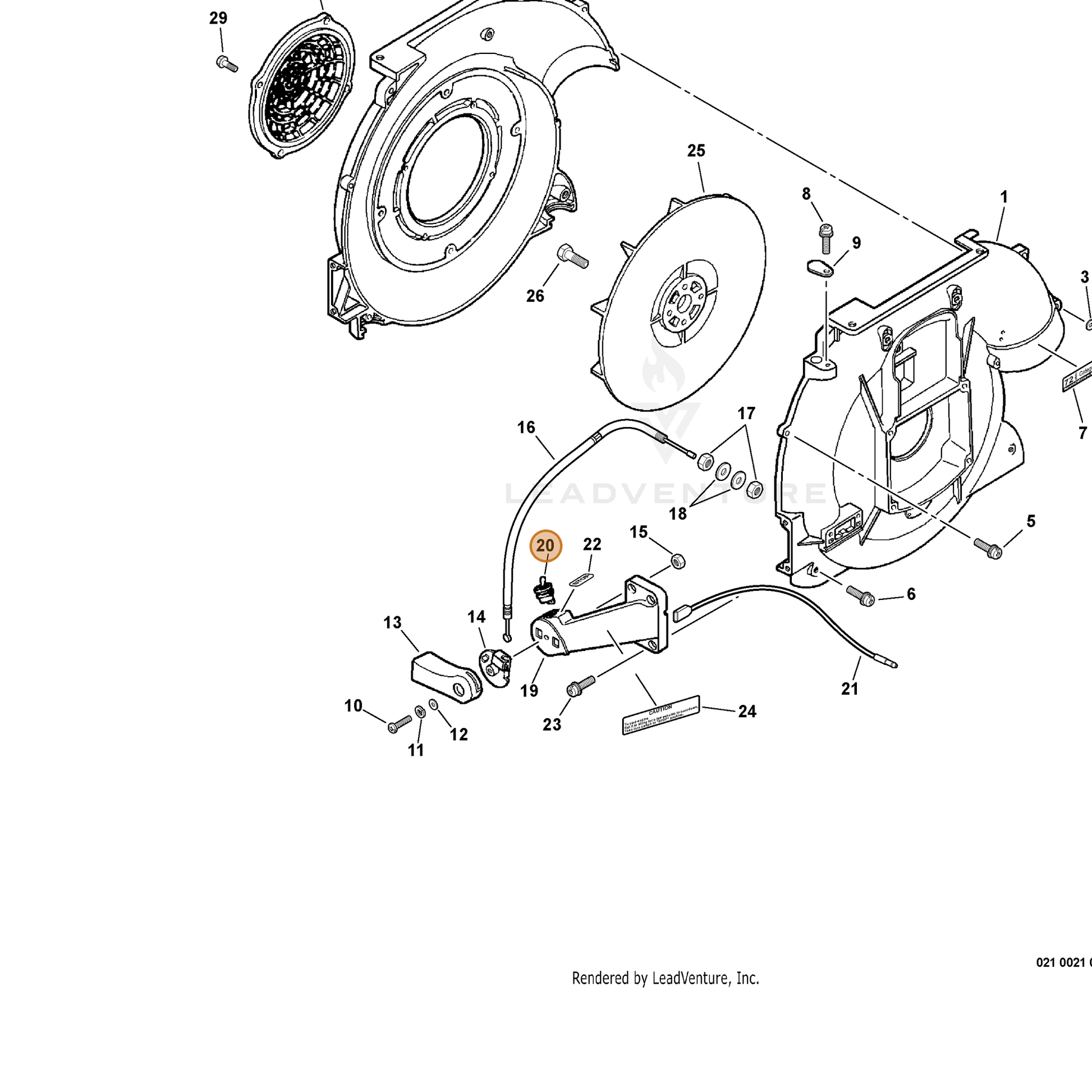 ECHO part 16340004521 — IPL diagram snippet (6x zoom, amber highlight)