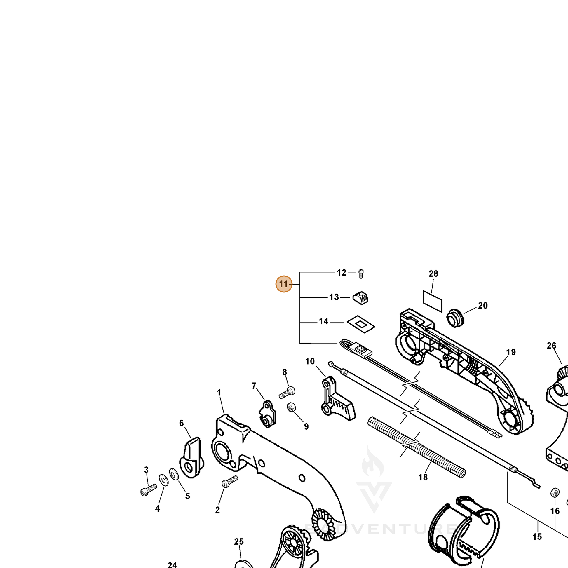 ECHO part 16340008262 — IPL diagram snippet (6x zoom, amber highlight)