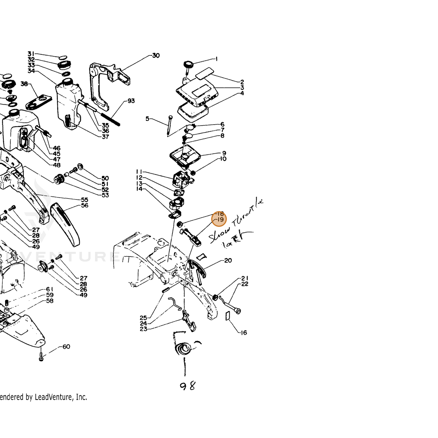 ECHO part 16340015830 — IPL diagram snippet (6x zoom, amber highlight)