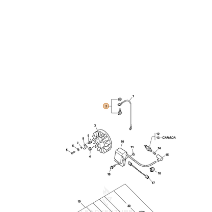 ECHO part 16340019830 — IPL diagram snippet (6x zoom, amber highlight)