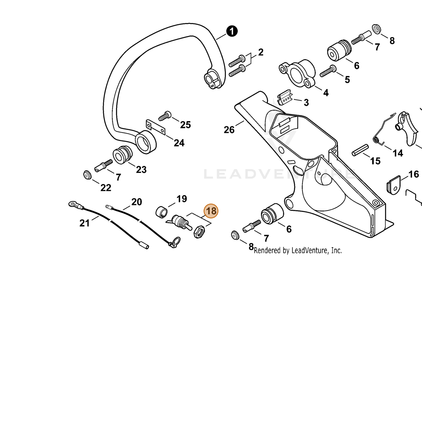 ECHO part 16340038430 — IPL diagram snippet (6x zoom, amber highlight)