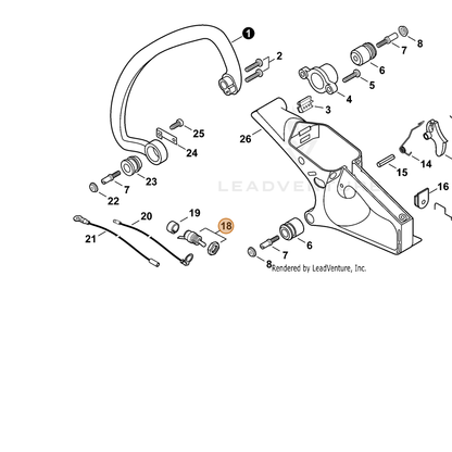 ECHO part 16340038430 — IPL diagram snippet (6x zoom, amber highlight)