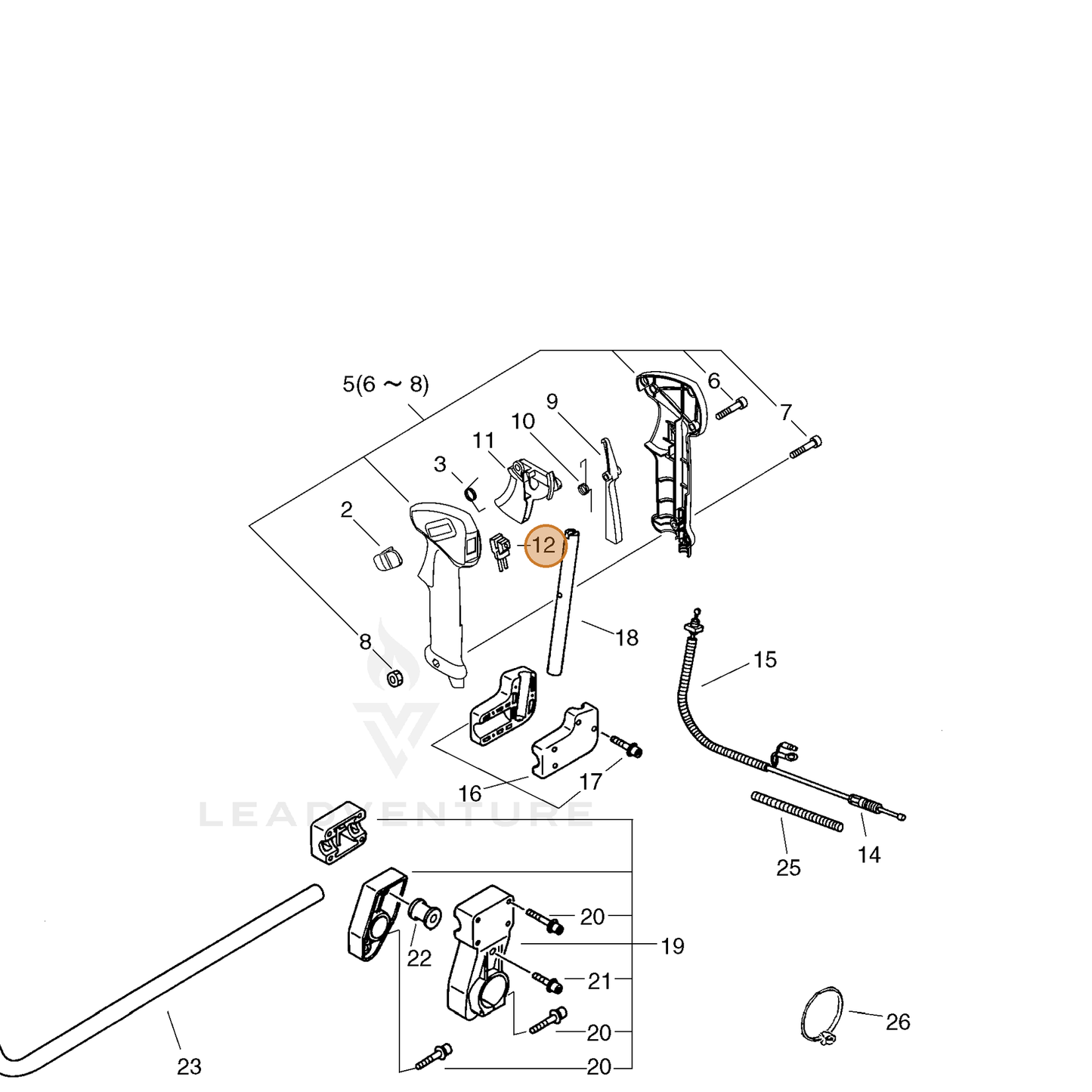 ECHO part 16340154530 — IPL diagram snippet (6x zoom, amber highlight)