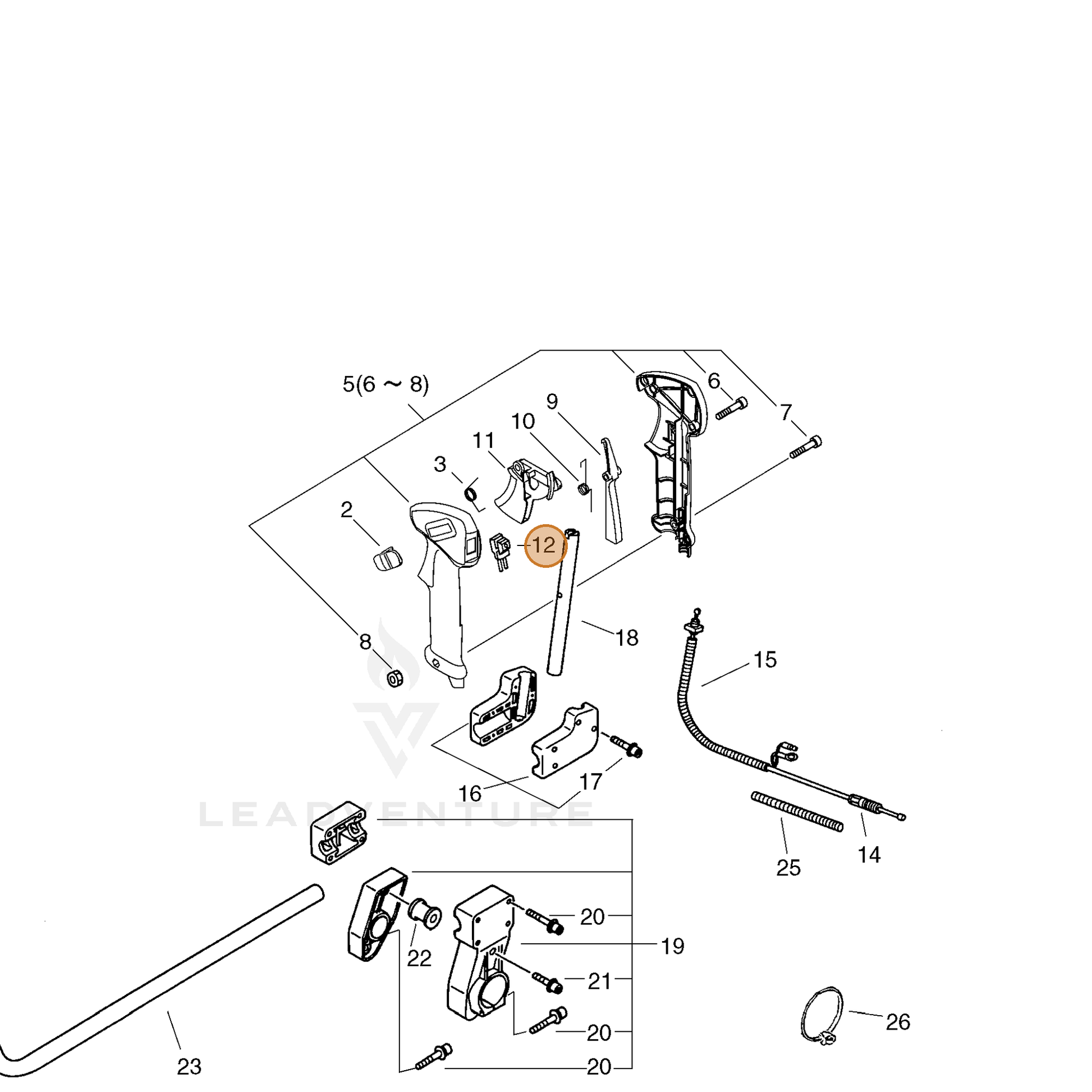 ECHO part 16340154530 — IPL diagram snippet (6x zoom, amber highlight)
