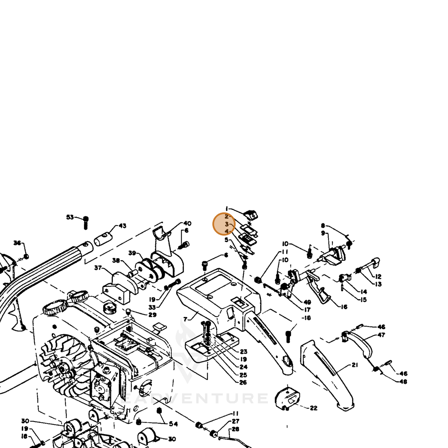 ECHO part 16341102830 — IPL diagram snippet (6x zoom, amber highlight)