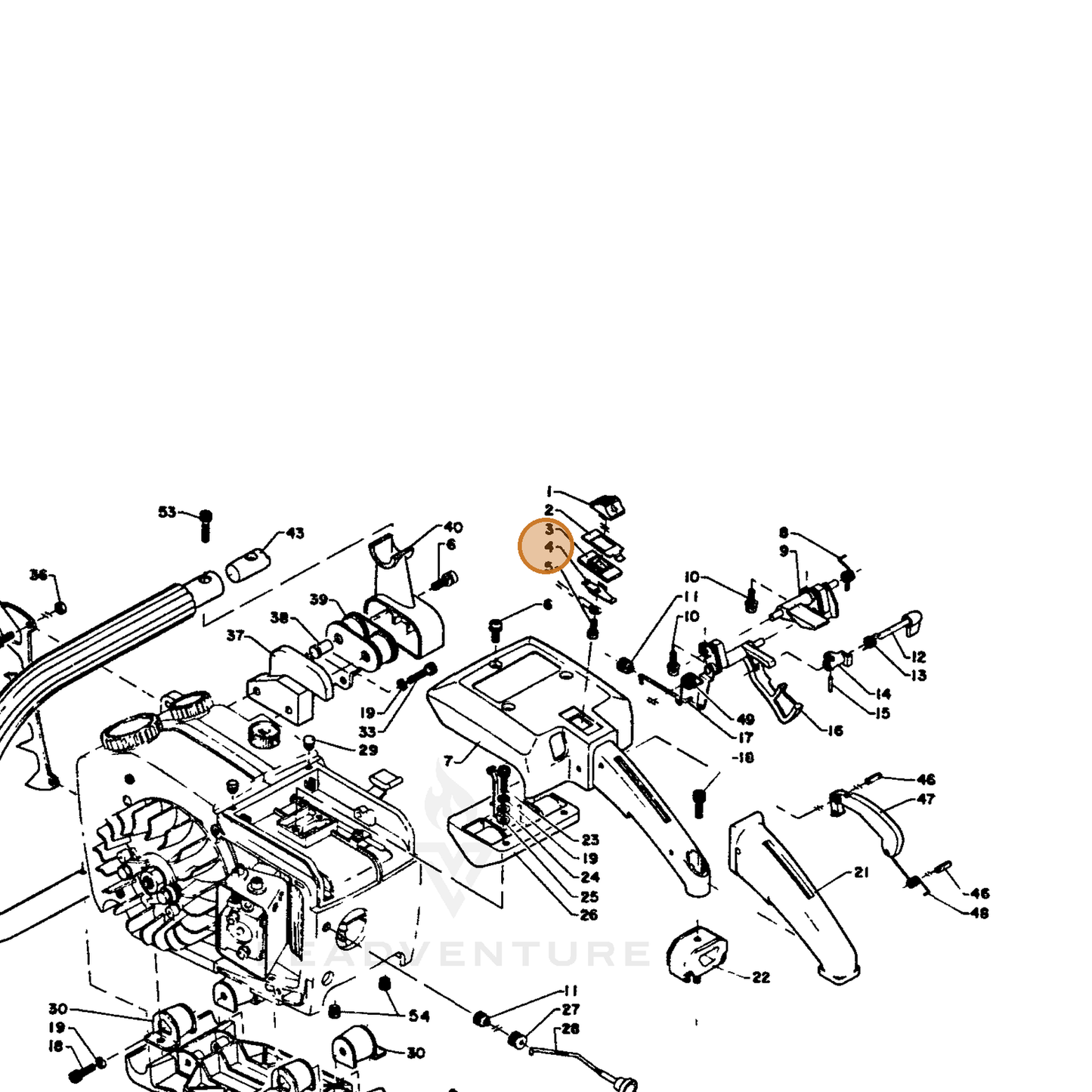 ECHO part 16341200630 — IPL diagram snippet (6x zoom, amber highlight)