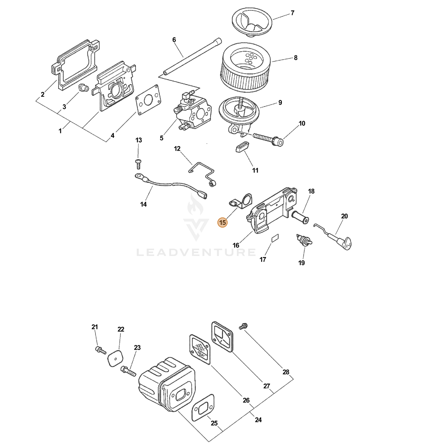 ECHO part 16341338930 — IPL diagram snippet (6x zoom, amber highlight)