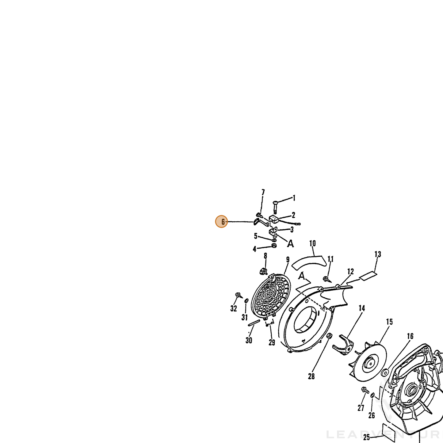 ECHO part 16380009460 — IPL diagram snippet (6x zoom, amber highlight)