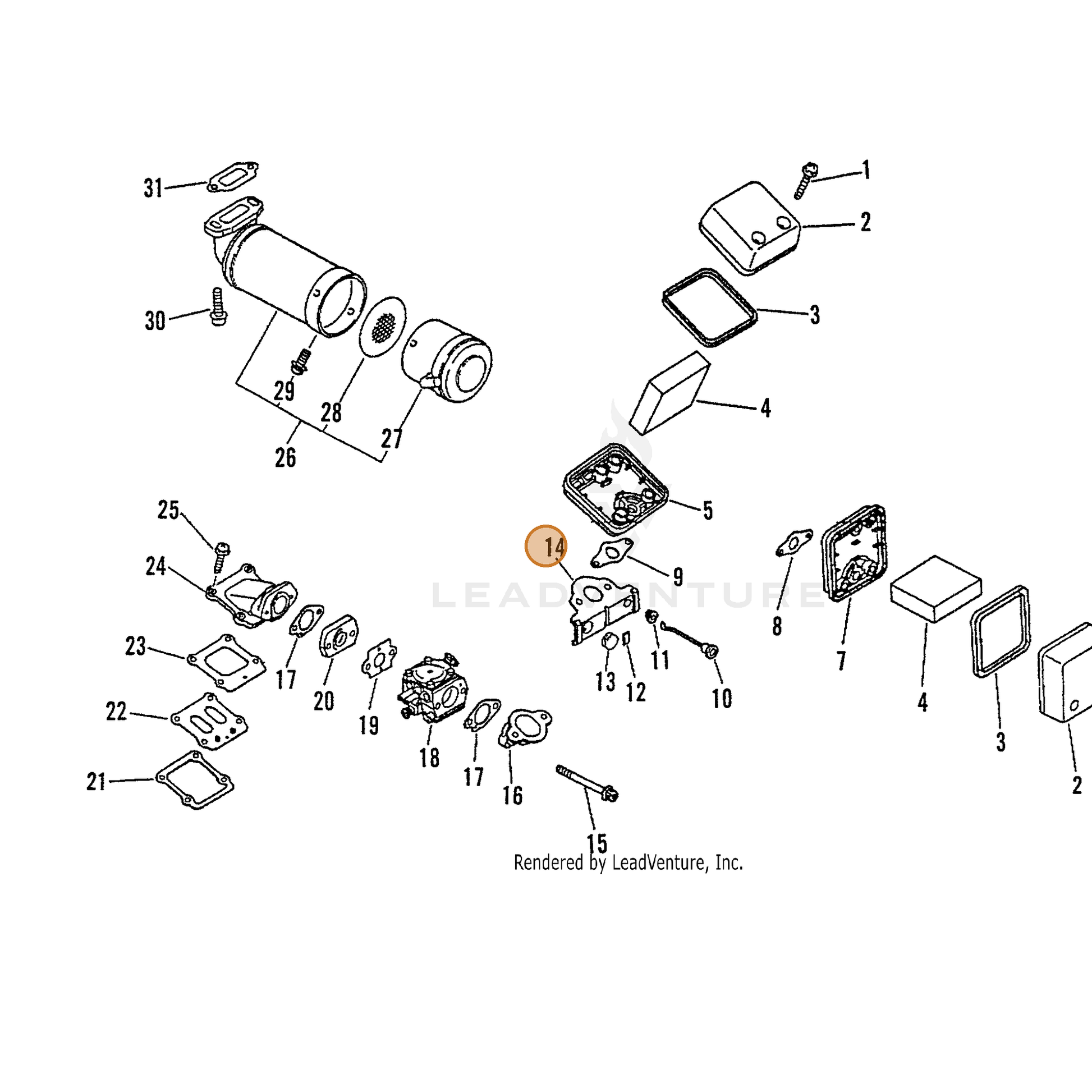 ECHO part 16381010460 — IPL diagram snippet (6x zoom, amber highlight)