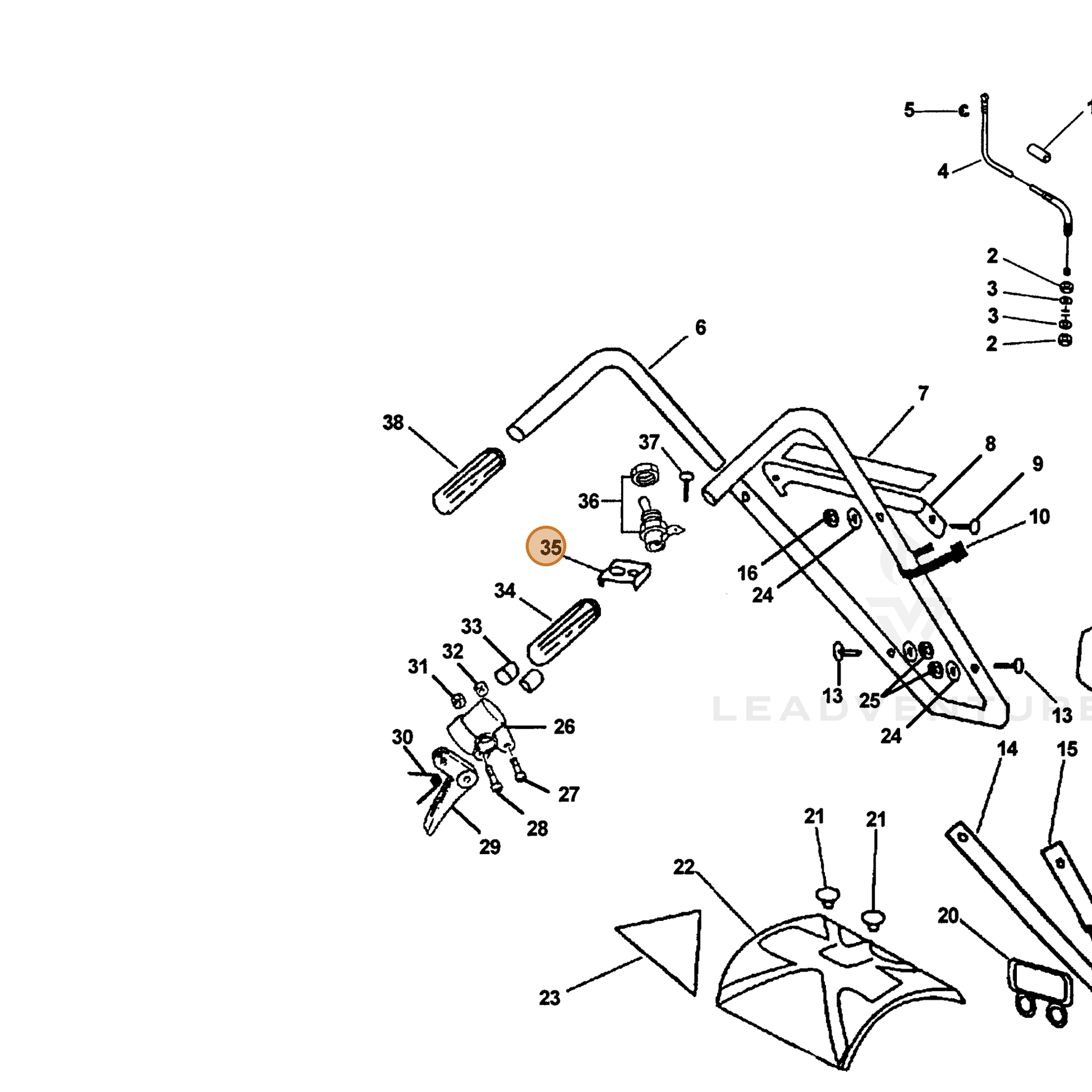 ECHO part 16381013350 — IPL diagram snippet (6x zoom, amber highlight)