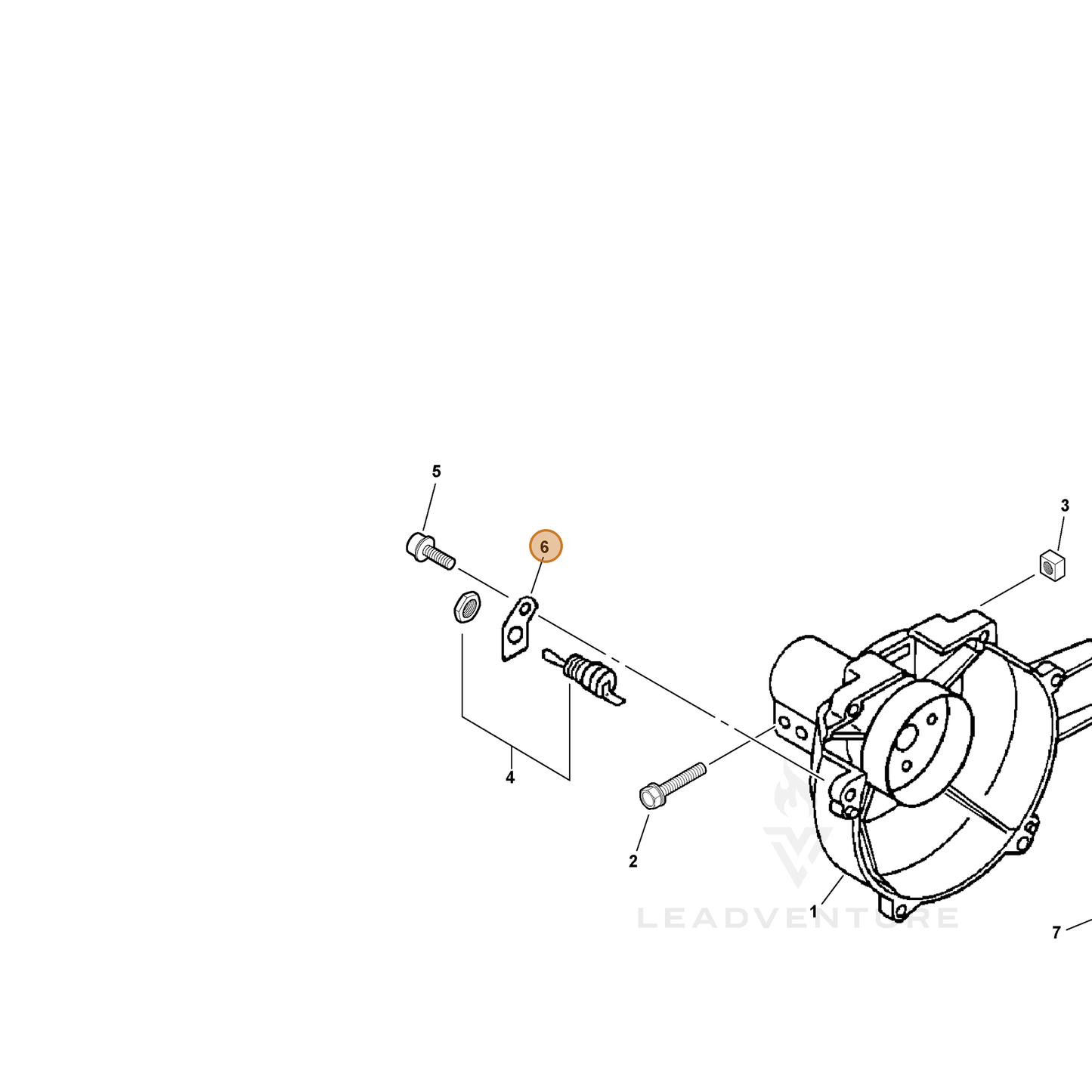 ECHO part 16381044330 — IPL diagram snippet (6x zoom, amber highlight)