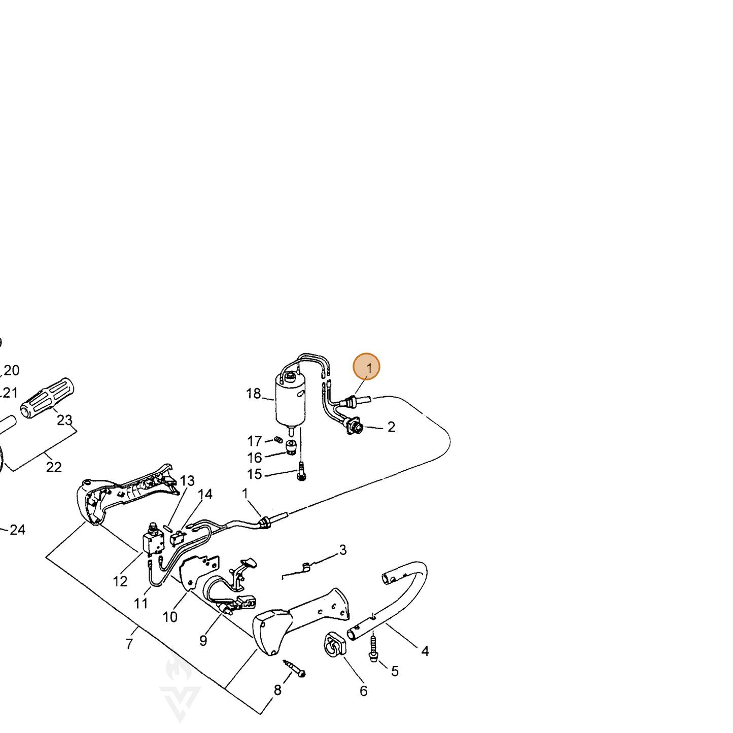 ECHO part 16391509960 — IPL diagram snippet (6x zoom, amber highlight)