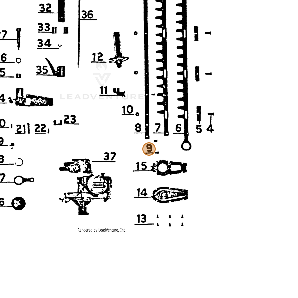 ECHO part 16550 — IPL diagram snippet (6x zoom, amber highlight)