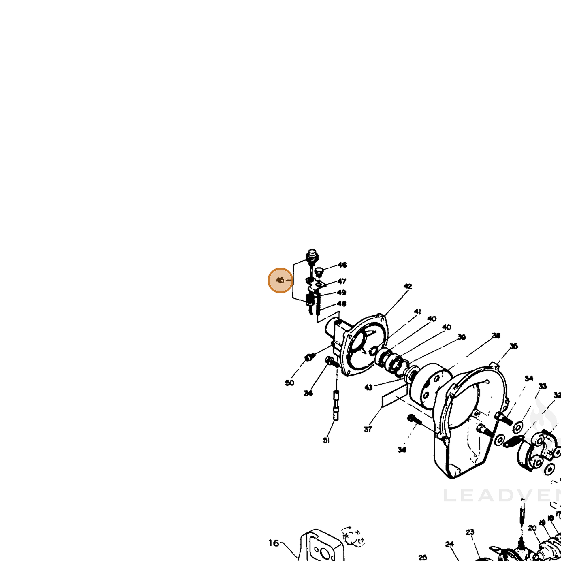 ECHO part 16610107130 — IPL diagram snippet (6x zoom, amber highlight)